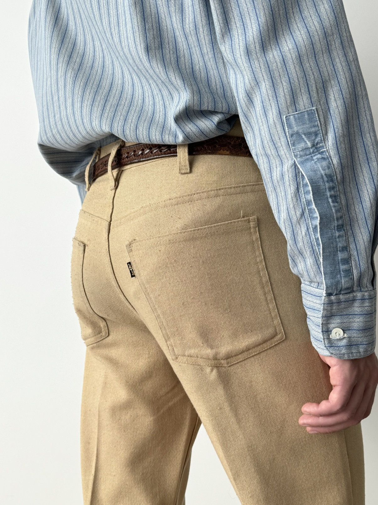 Levi's 1970s Vintage Levi’s Sta-Prest ‘BIG E’ Talon Hippie Pants Size US 30 / EU 46 - 2 Thumbnail