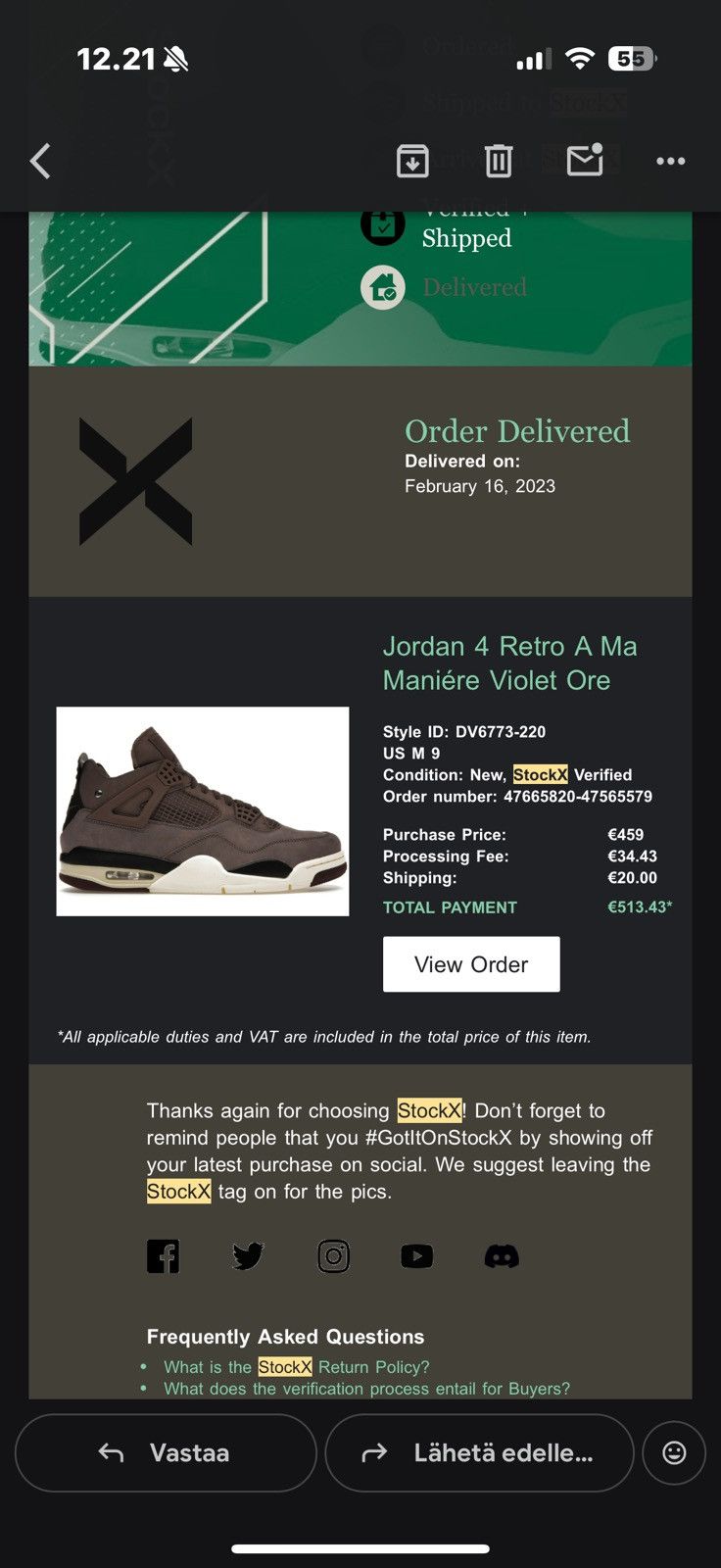 A Ma Maniere × Jordan Brand Jordan 4 retro a ma maniere violet ore Size US 9 / EU 42 - 8 Thumbnail