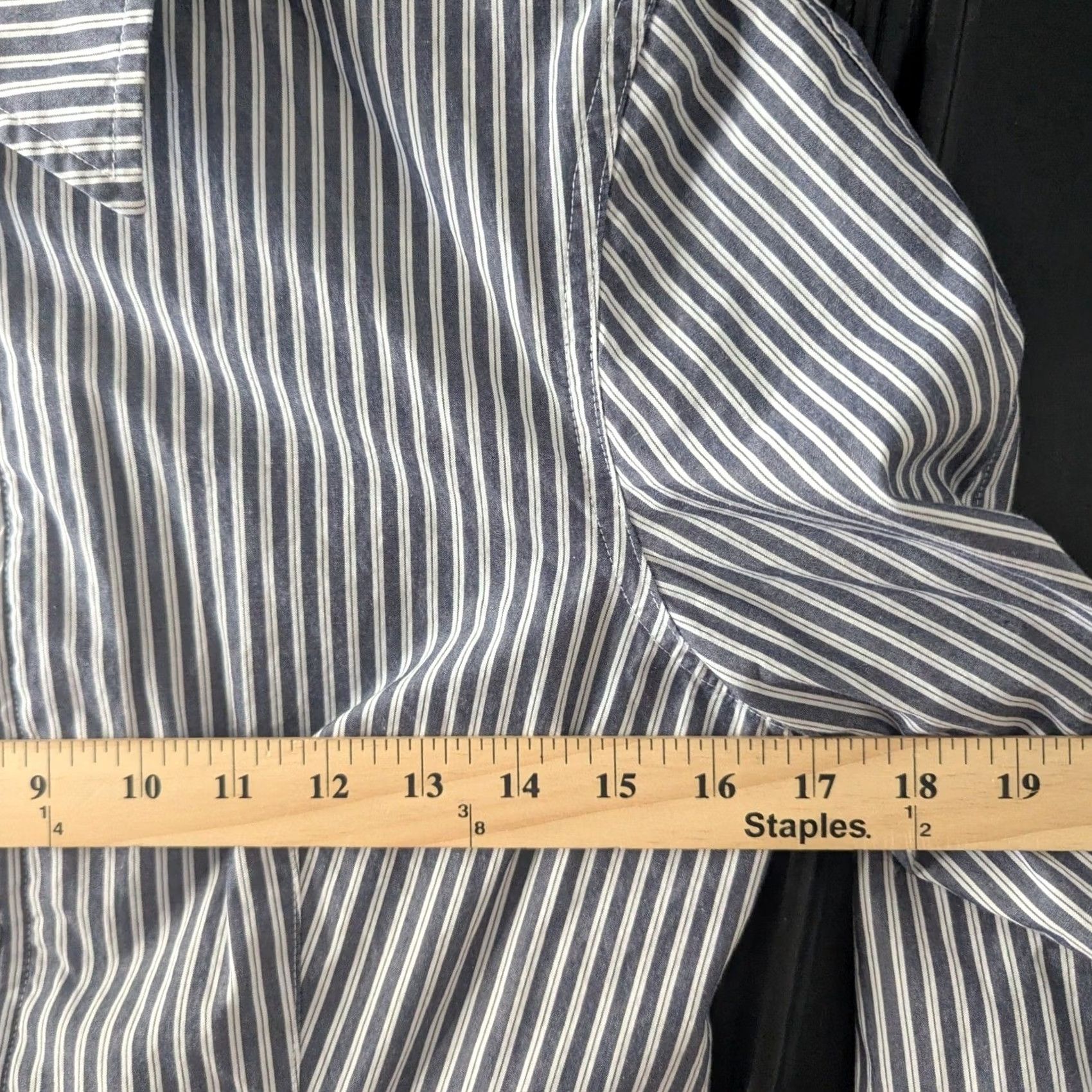 Vintage Dana B and Karen Striped Jacket Women's Size 6 Blue White Zip Front Collared Short Sleeve Elastic Waist Casual Workwear) Size M / US 6-8 / IT 42-44 - 5 Thumbnail