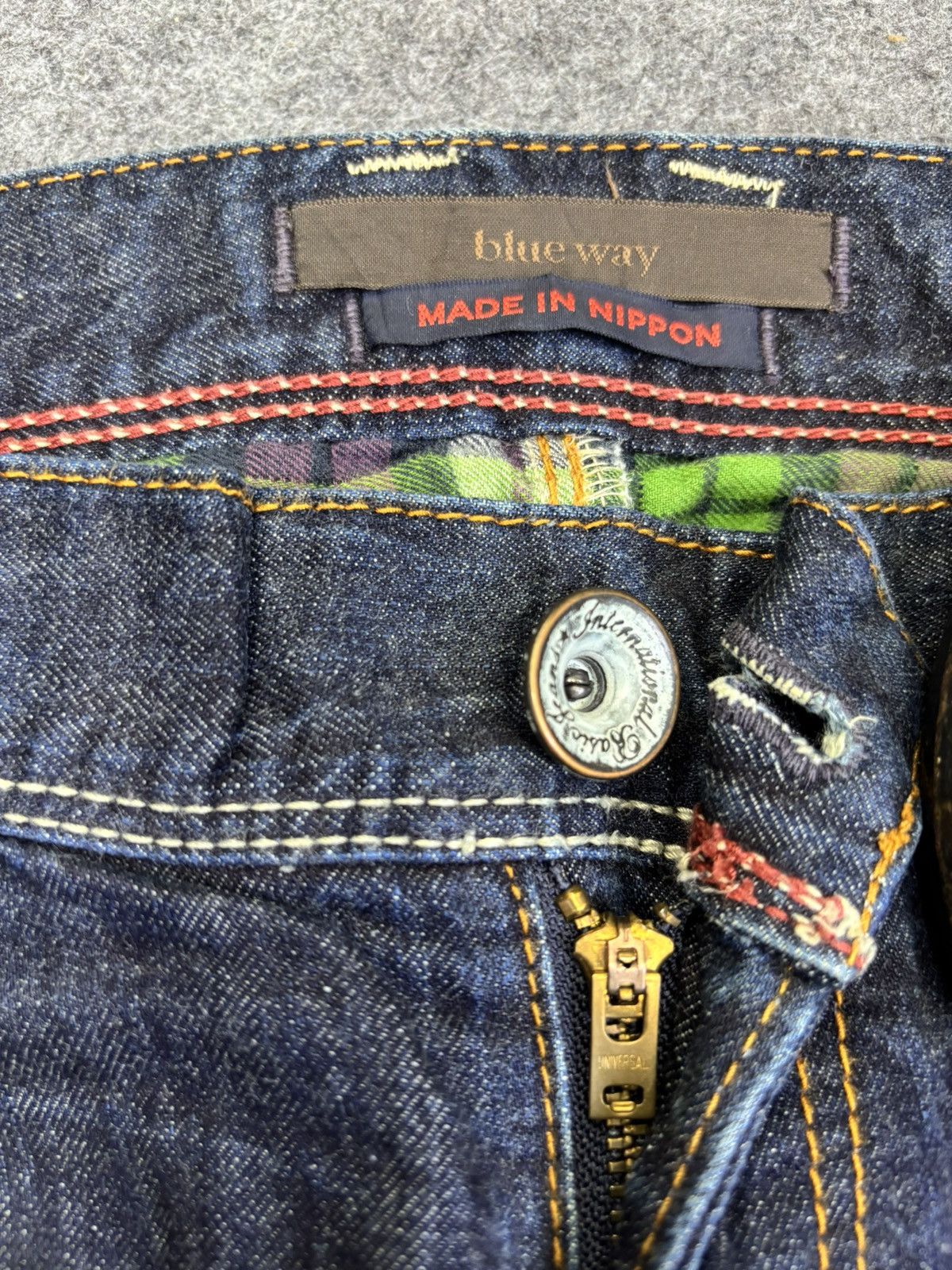 Japanese Brand 💥Flare💥Vintage BLUE WAY Dark Blue Denim F890 Size US 33 - 5 Thumbnail