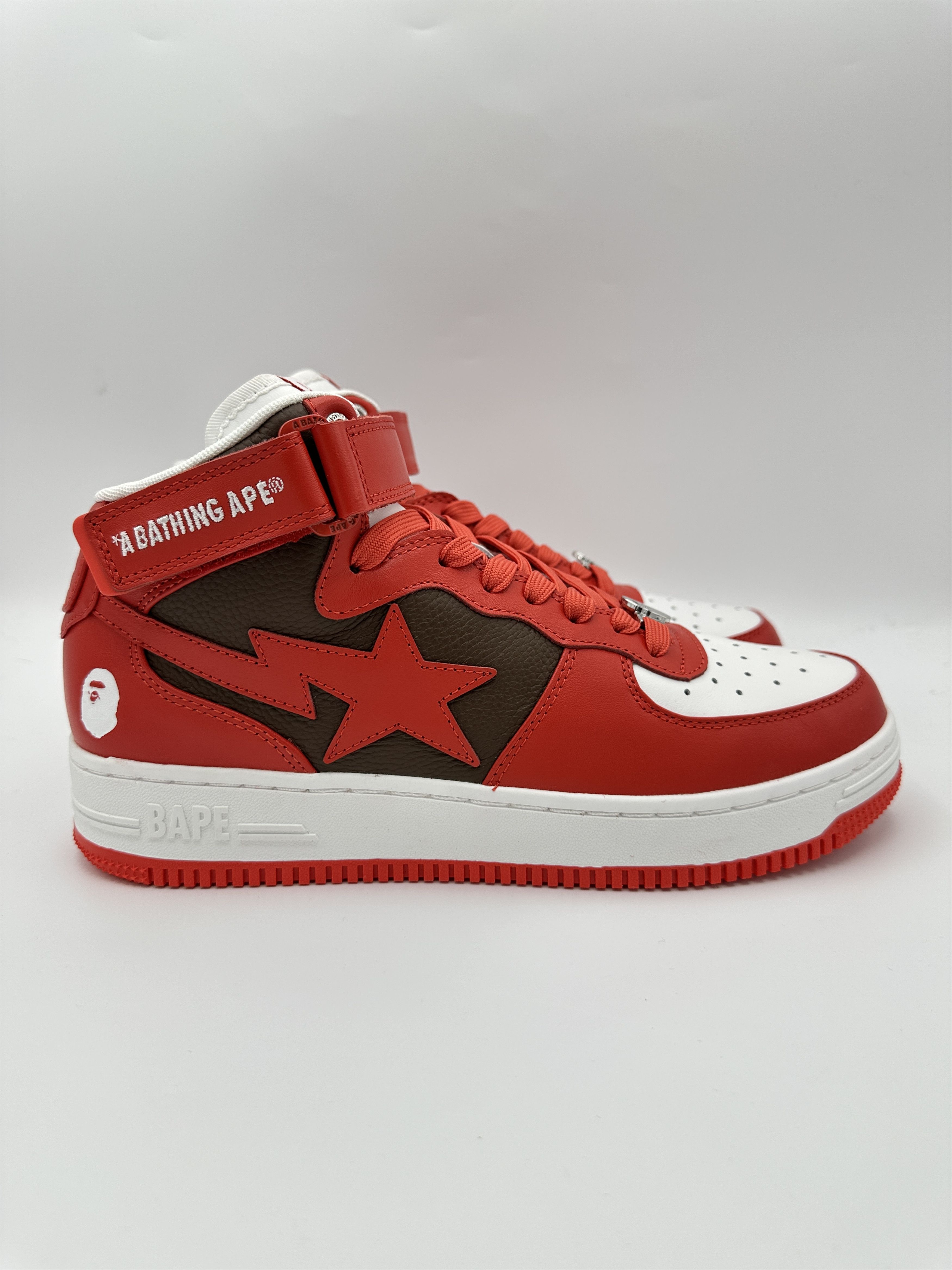 Bape Bapesta Mid Red White Size US 9 / EU 42 - 2 Thumbnail