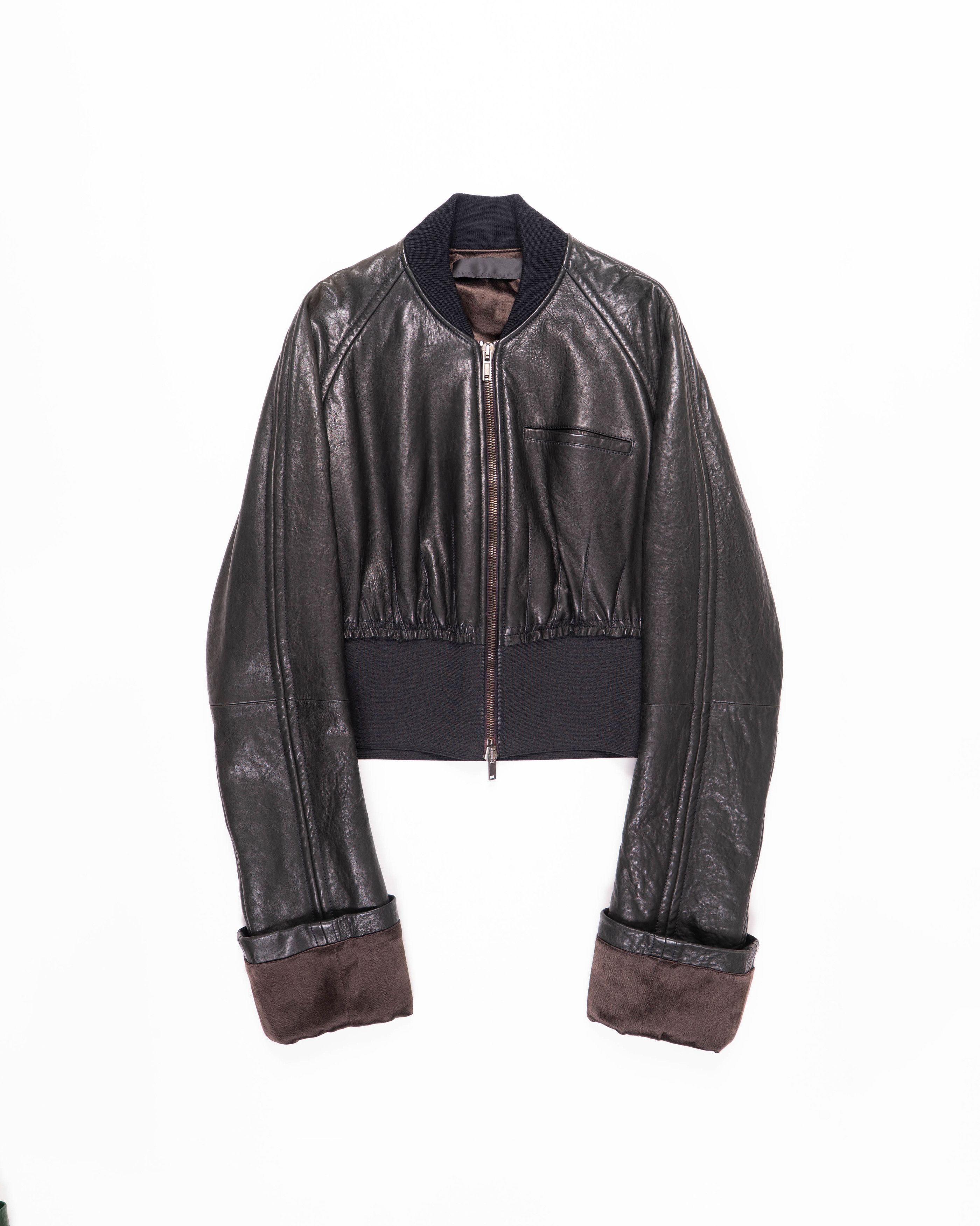 Haider Ackermann FW15 Oversized Sleeves Bomber in Black Leather Size S / US 4 / IT 40 - 1 Thumbnail
