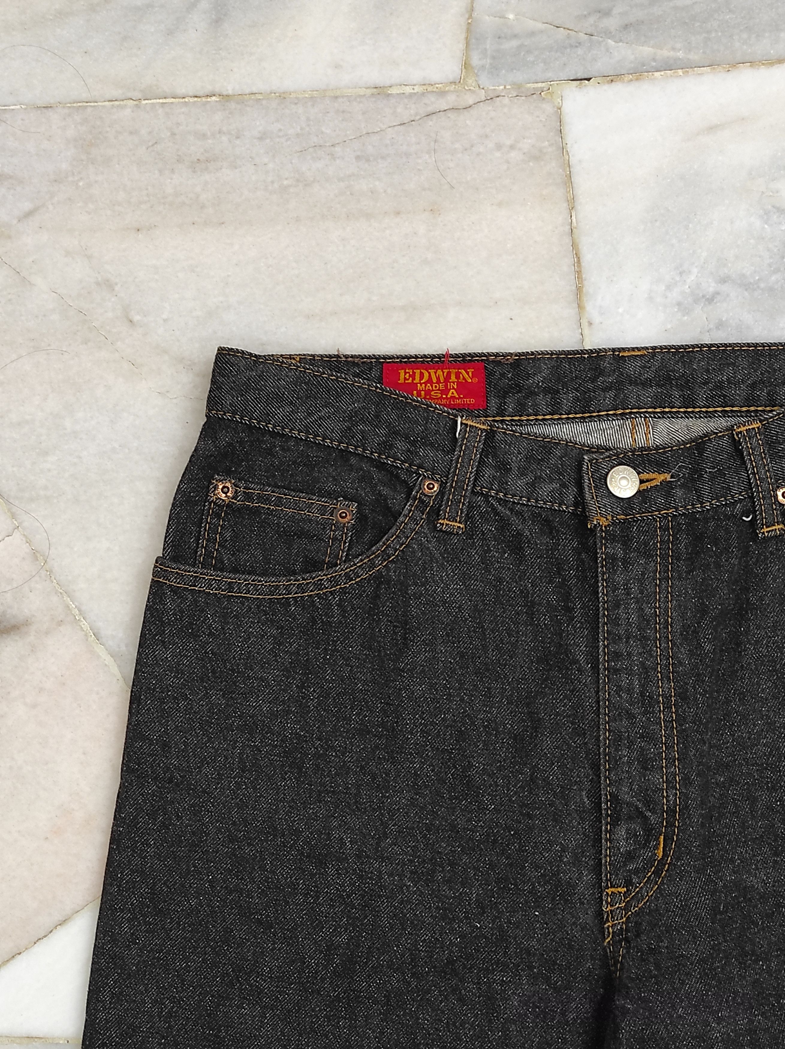 Edwin Vintage Edwin Yarn-dyed Black Denim Made in USA Size US 33 - 10 Thumbnail