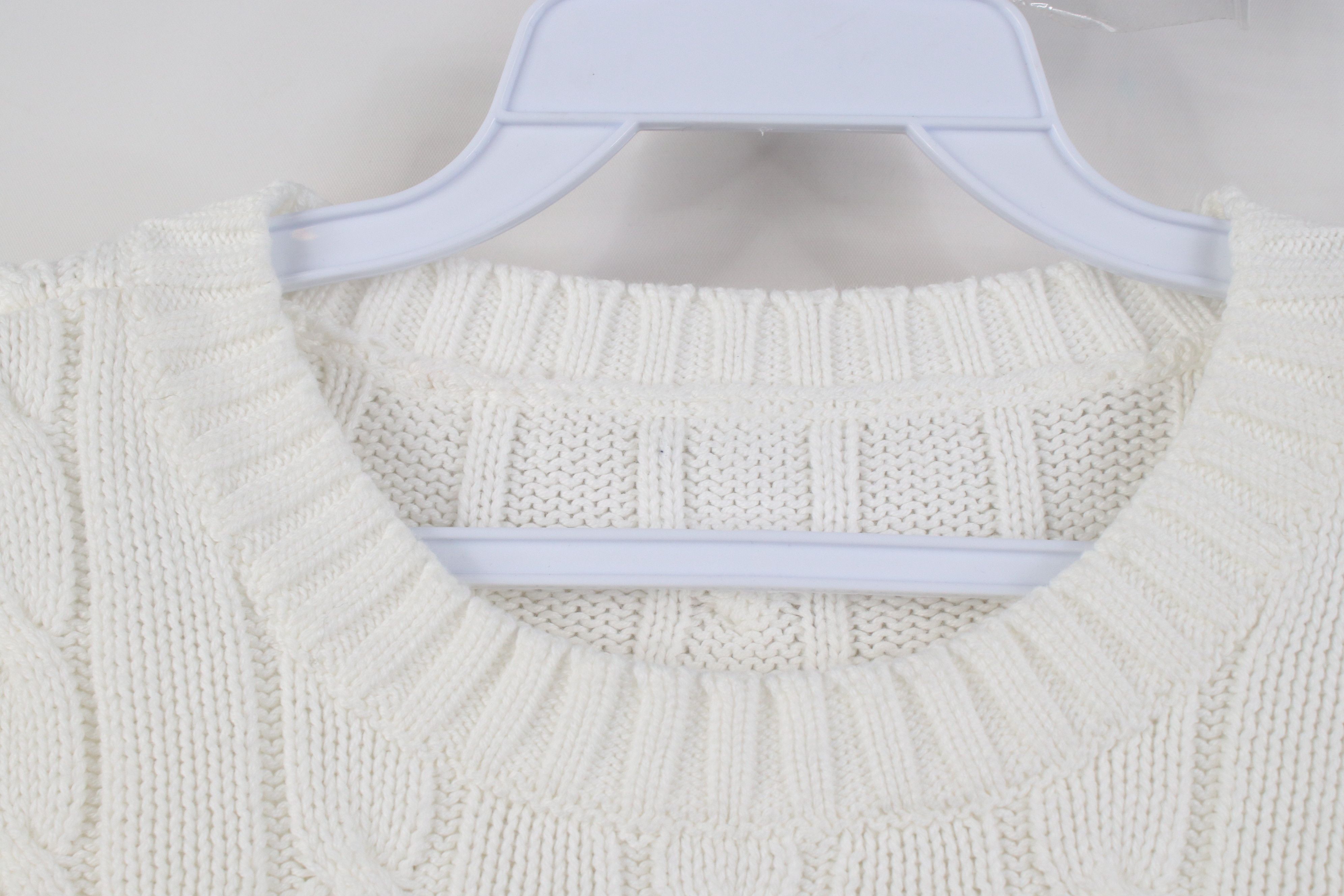 Vintage Vintage 90s Streetwear Cable Knit Crewneck Sweater White Size US M / EU 48-50 / 2 - 4 Thumbnail