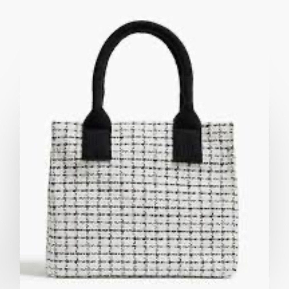 J.Crew J. Crew black & white check tweed mini tote handbag. NWT. Size ONE SIZE - 1 Thumbnail