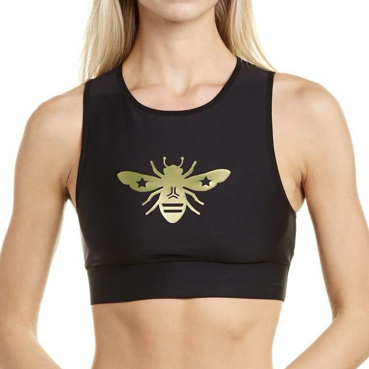 ULTRACOR Black Metallic Yellow Gold Level Bee Sports Top NEW