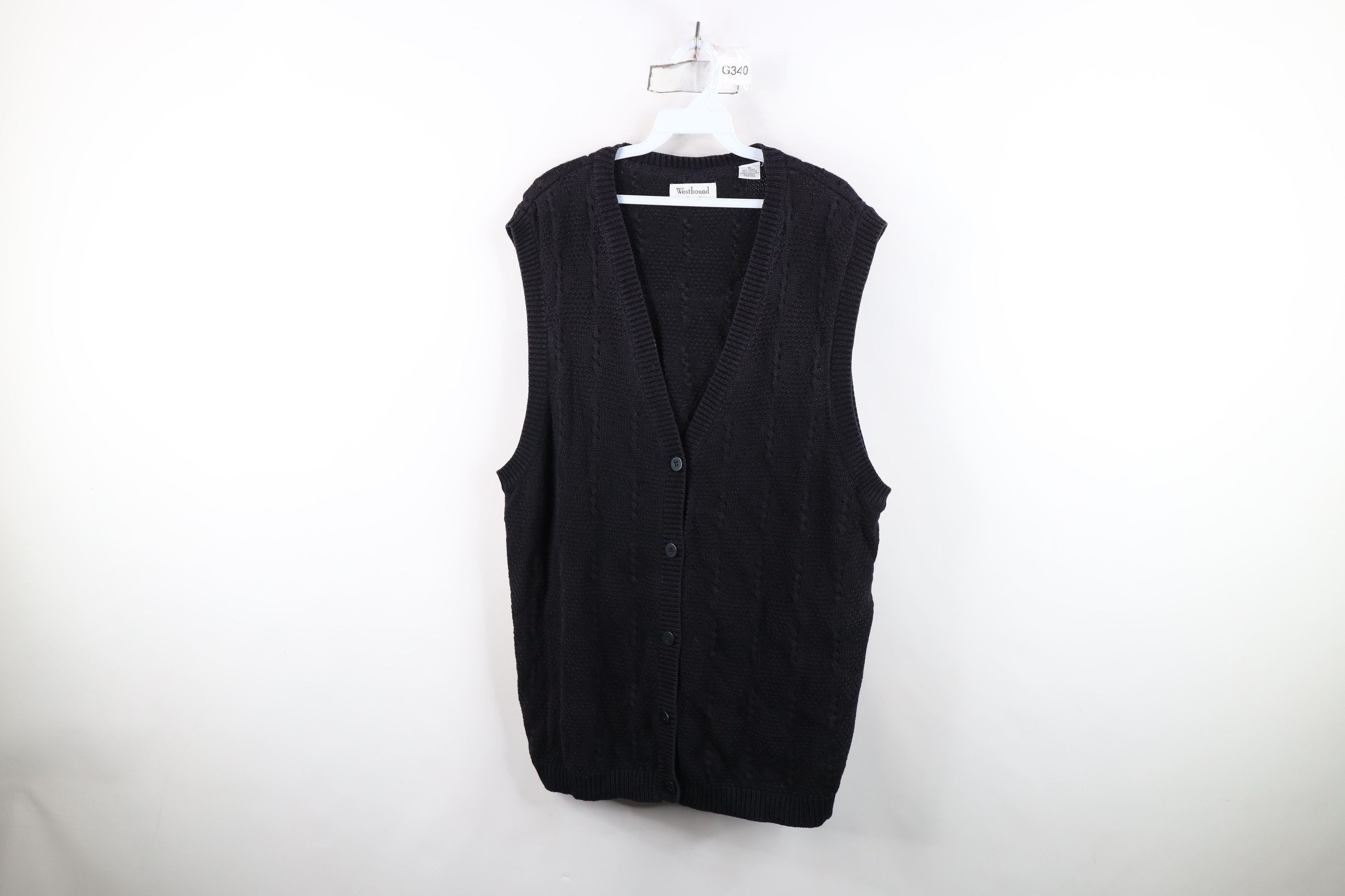 Vintage Vintage 90s Streetwear Knit Cardigan Sweater Vest Black Size XL / US 12-14 / IT 48-50 - 1 Thumbnail