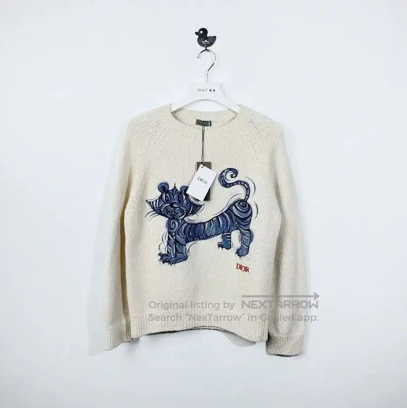 Dior Dior White Cashmere Blend Sweater with Tiger Design . Size US S / EU 44-46 / 1 - 1 Thumbnail