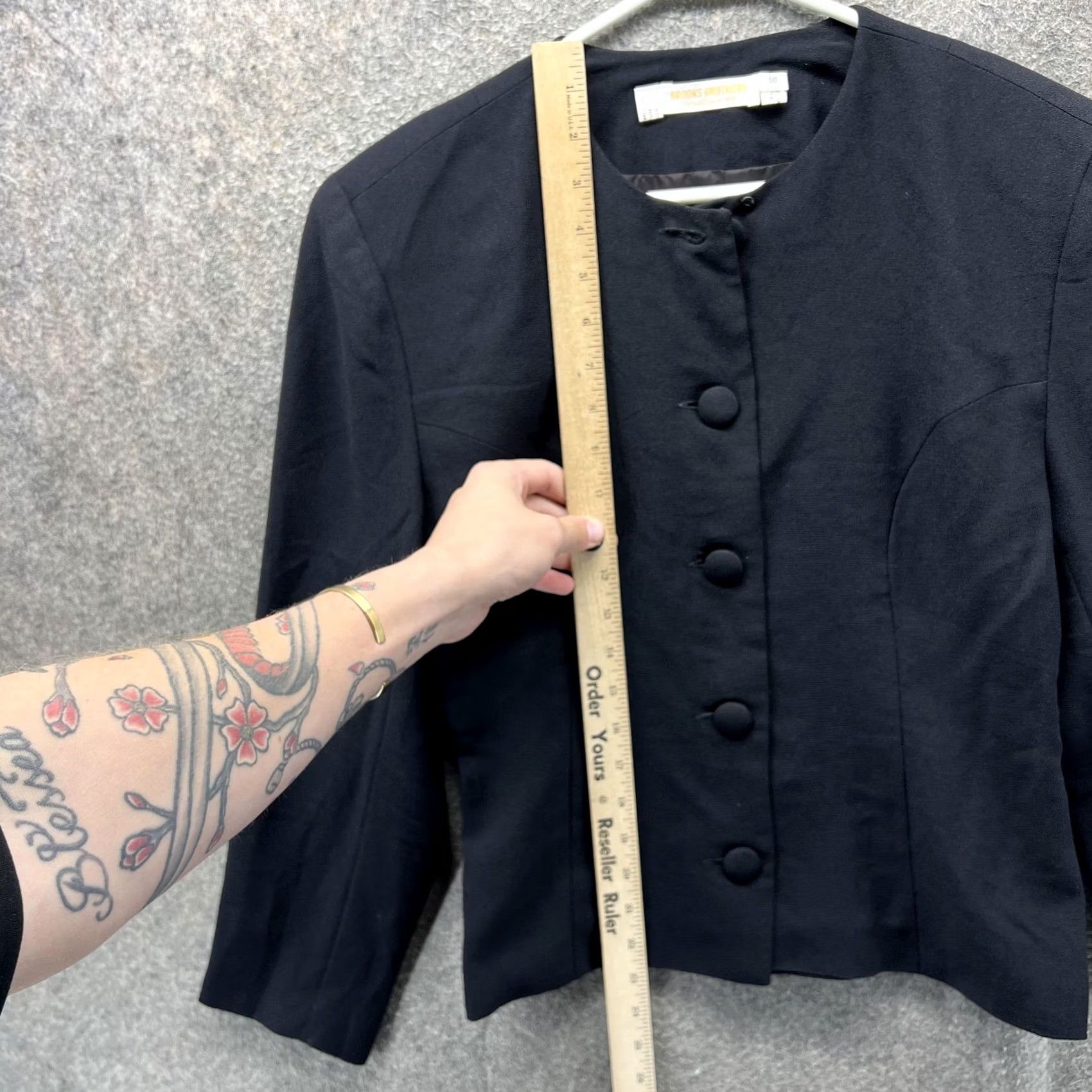 Brooks Brothers VINTAGE Brooks Brothers Blazer Womens 10 Black Collarless Button Front Suit Jacket Lined Size L / US 10 / IT 46 - 5 Thumbnail