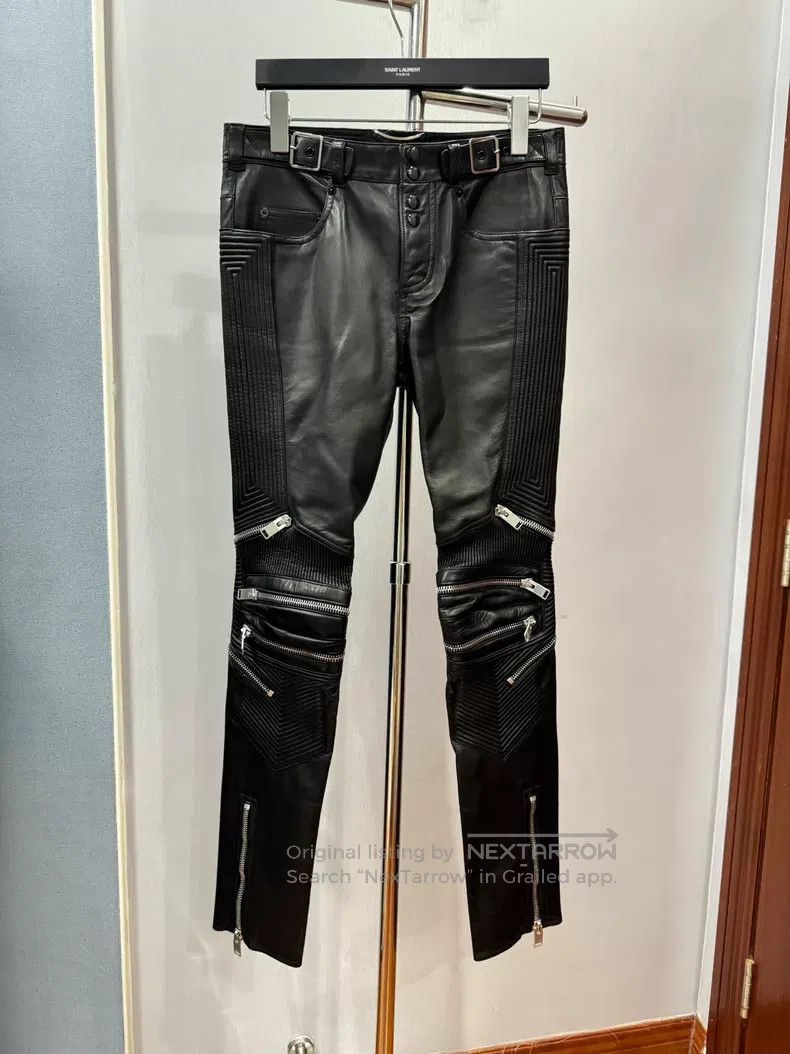 Saint Laurent Paris Saint Laurent Paris Black Leather Biker Pants Size US 30 / EU 46 - 1 Thumbnail