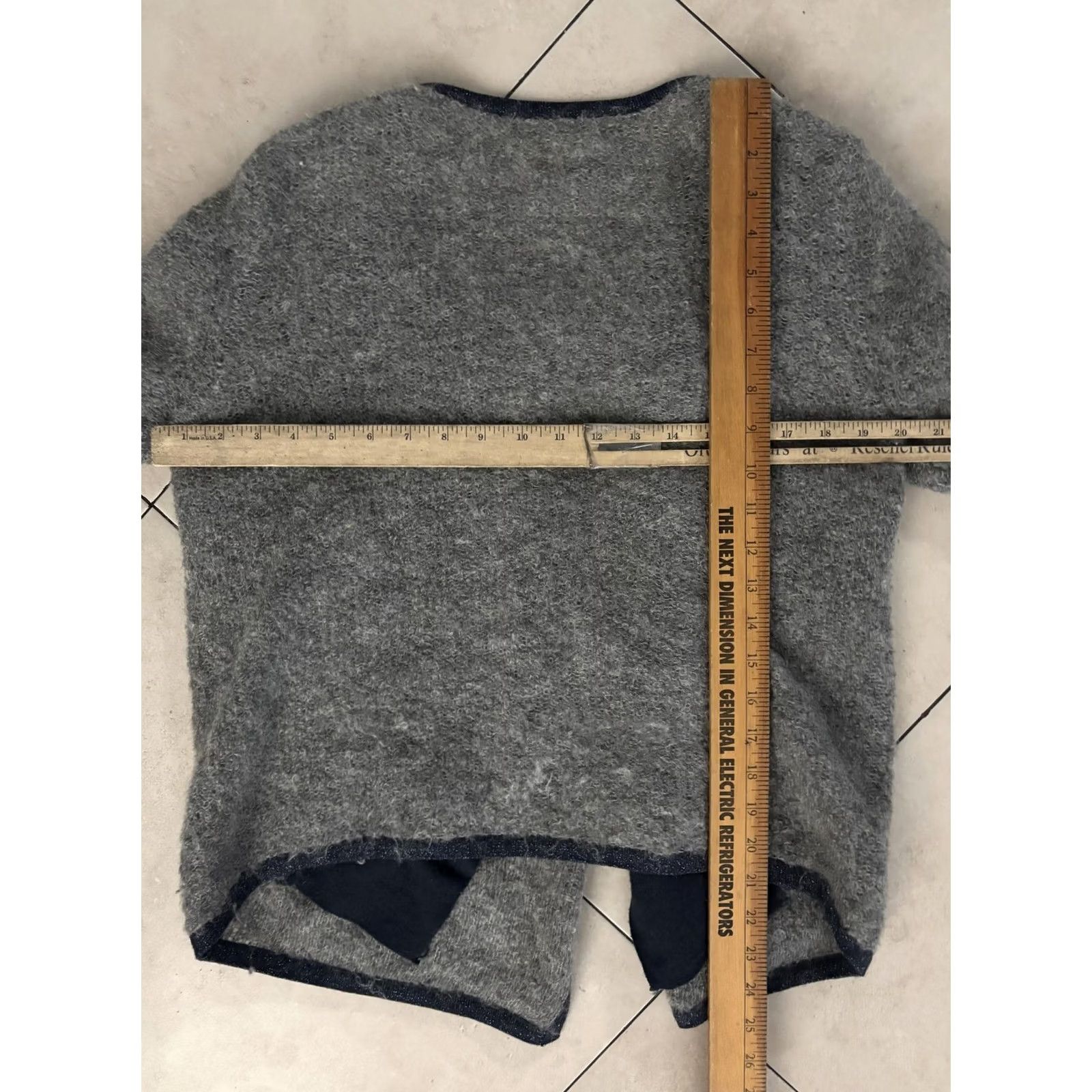 Vintage Des Petits Hauts Sweater Womens Large Gray Open Front Kid Mohair Wool Blend Cozy Size L / US 10 / IT 46 - 7 Thumbnail