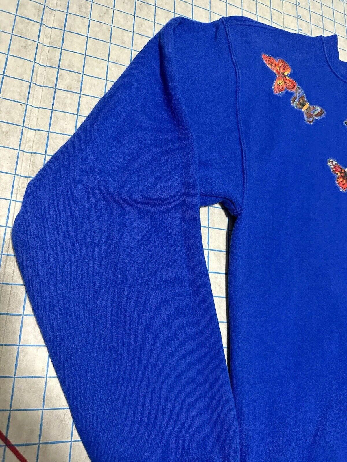 Designer Vintage Butterfly Sweatshirt Crewneck Blue Adult Large Size L / US 10 / IT 46 - 8 Thumbnail