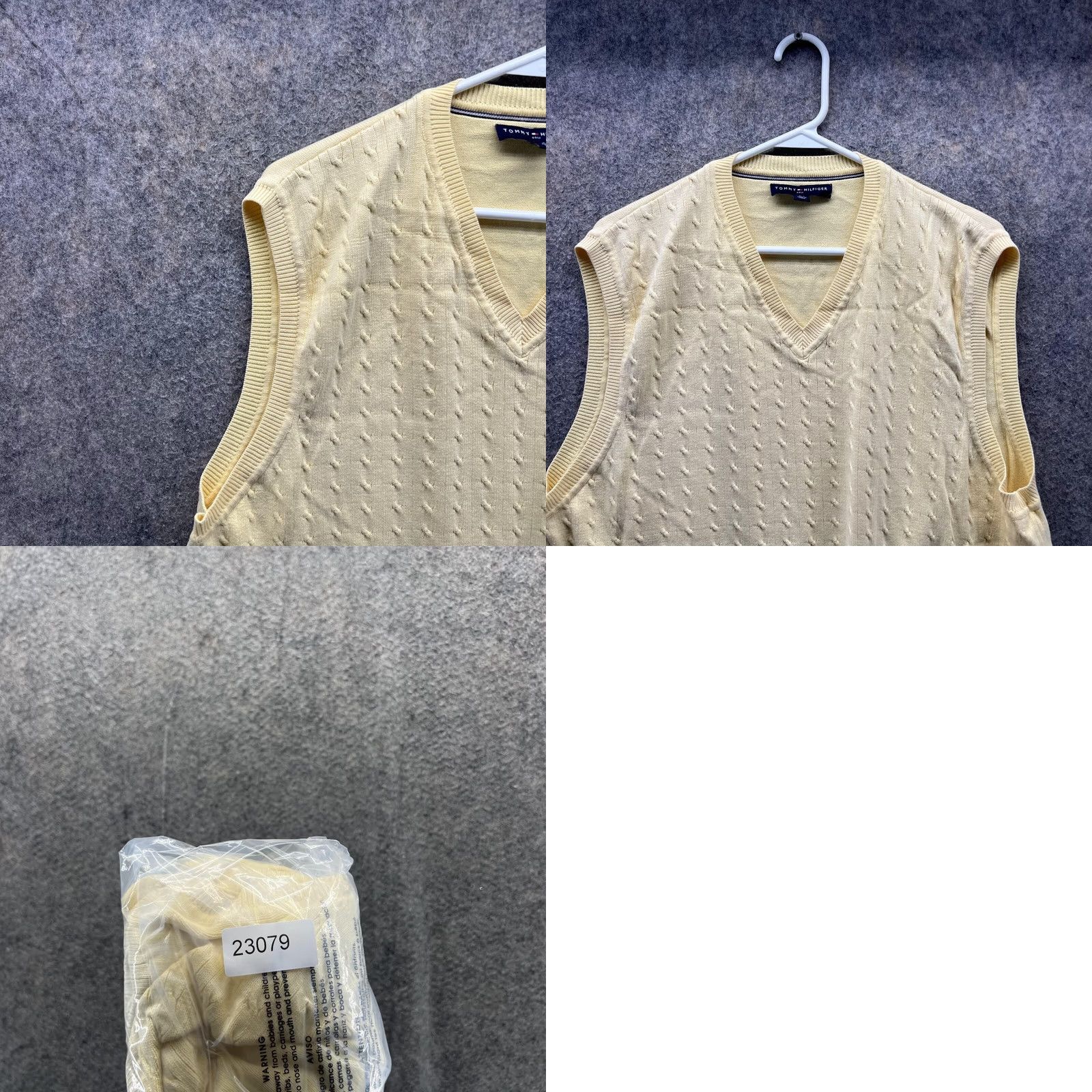 Tommy Hilfiger Tommy Hilfiger Sweater Men L Yellow V-Neck Sleeveless Cable Knit Golf Vtg Size L / US 10 / IT 46 - 8 Thumbnail