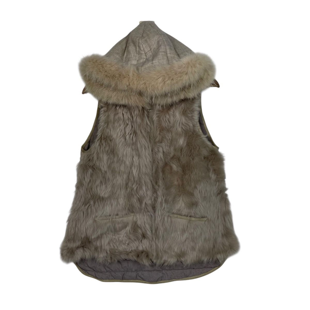 Japanese Brand El Midas Brown Hooded Faux Fur Vest Size M / US 6-8 / IT 42-44 - 1 Thumbnail