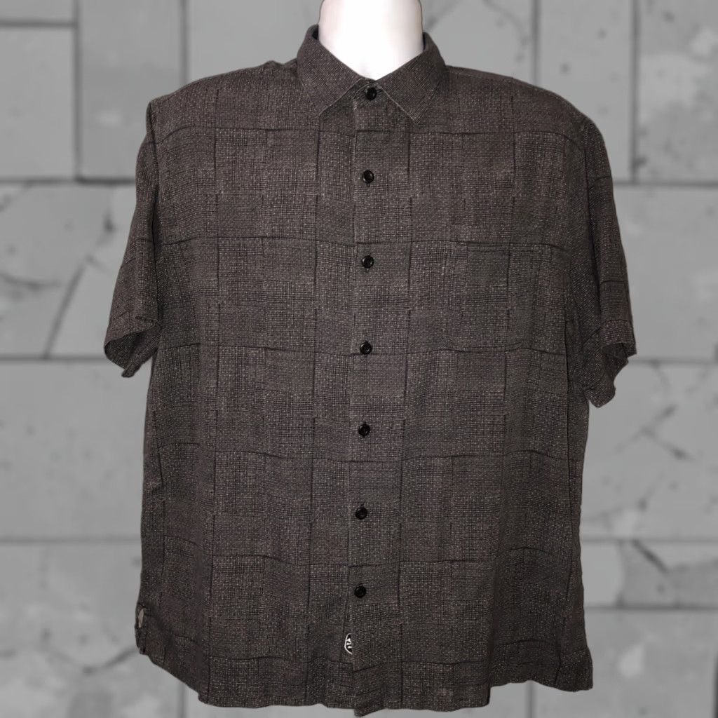 Nat Nast Nat Nast Gray Silk Blend Hawaiian Shirt Mens L Shirt Button-Up Short Sleeve Collared Geometric Hawaiian Vintage No (Note: Ensure no extra text) Size US L / EU 52-54 / 3 - 1 Thumbnail