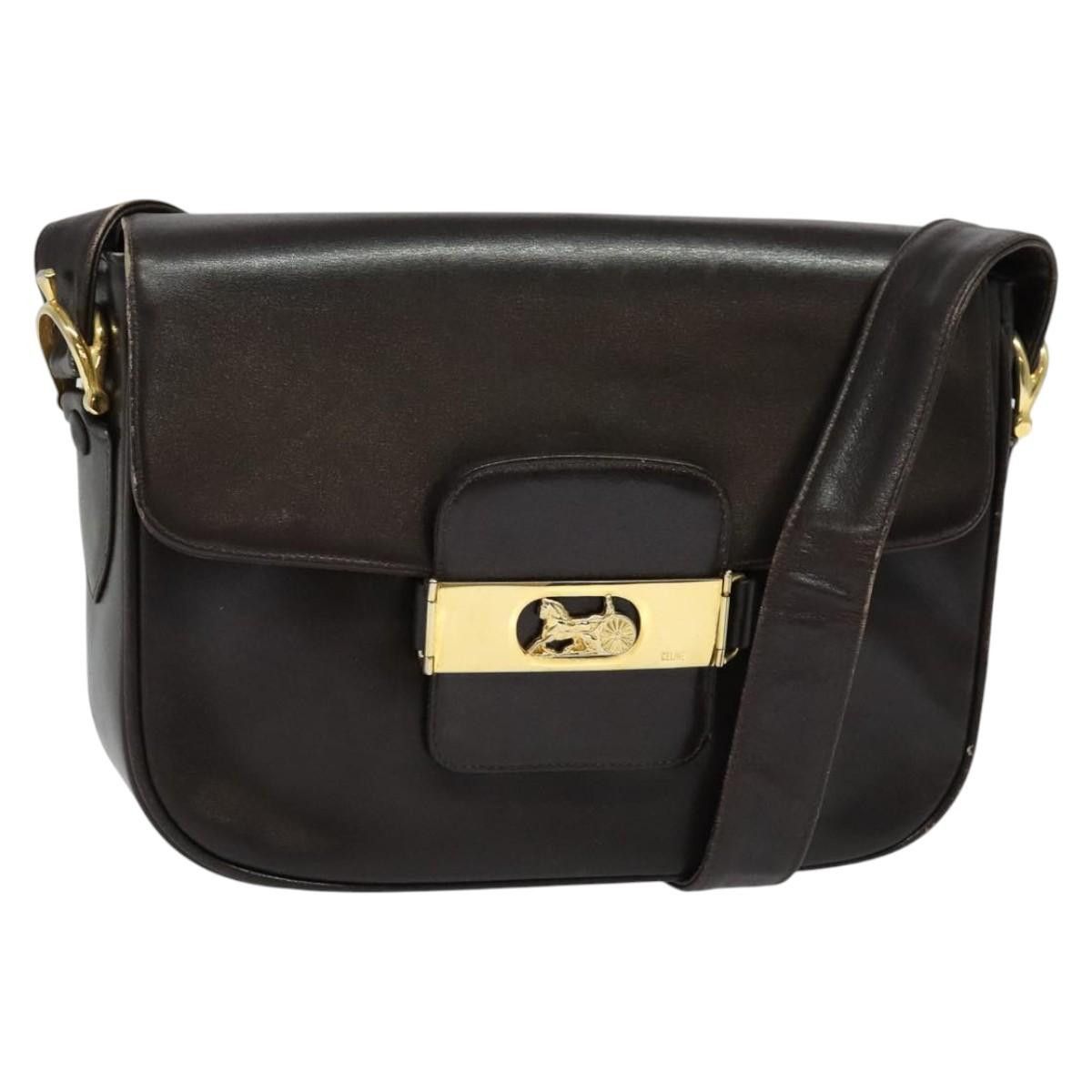 Celine CELINE Horse Carriage Shoulder Bag Leather Brown Gold Size ONE SIZE - 1 Thumbnail