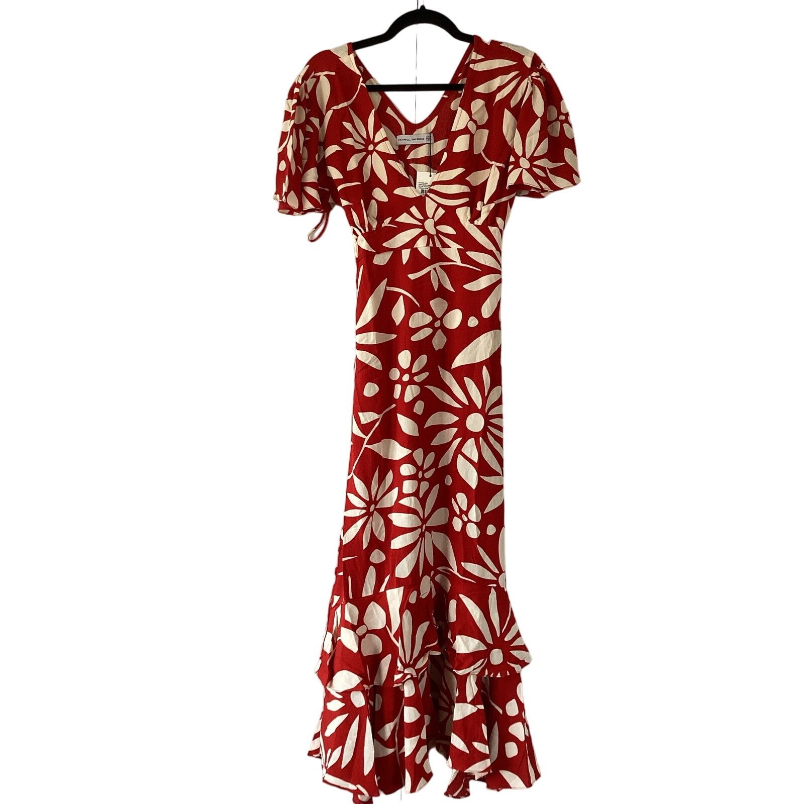 FAITHFULL NWT Faithfull The Brand San Isidro Mid Dress Floral Red Sz M Size M / US 6-8 / IT 42-44 - 4 Thumbnail