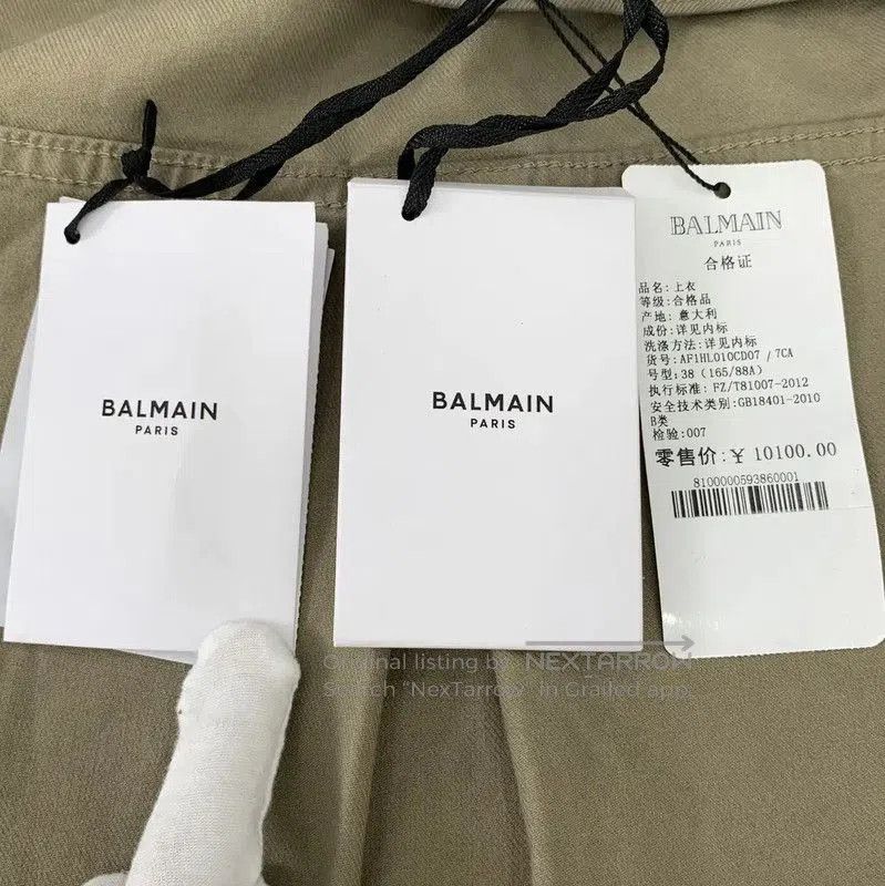 Balmain Balmain Short-Sleeve Cotton Shirt in Brown Green . Size S / US 4 / IT 40 - 6 Thumbnail