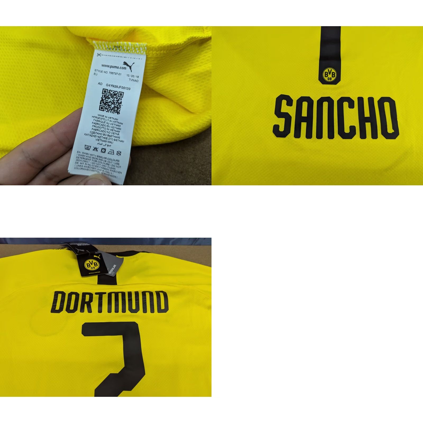 Puma PUMA Borussia Dortmund Jadon Sancho #7 Mens Jersey 2XL Home Football Adult T-Shirt End with Quick Dry Mens Sports Shirt Yellow Jersey Size US XXL / EU 58 / 5 - 9 Thumbnail