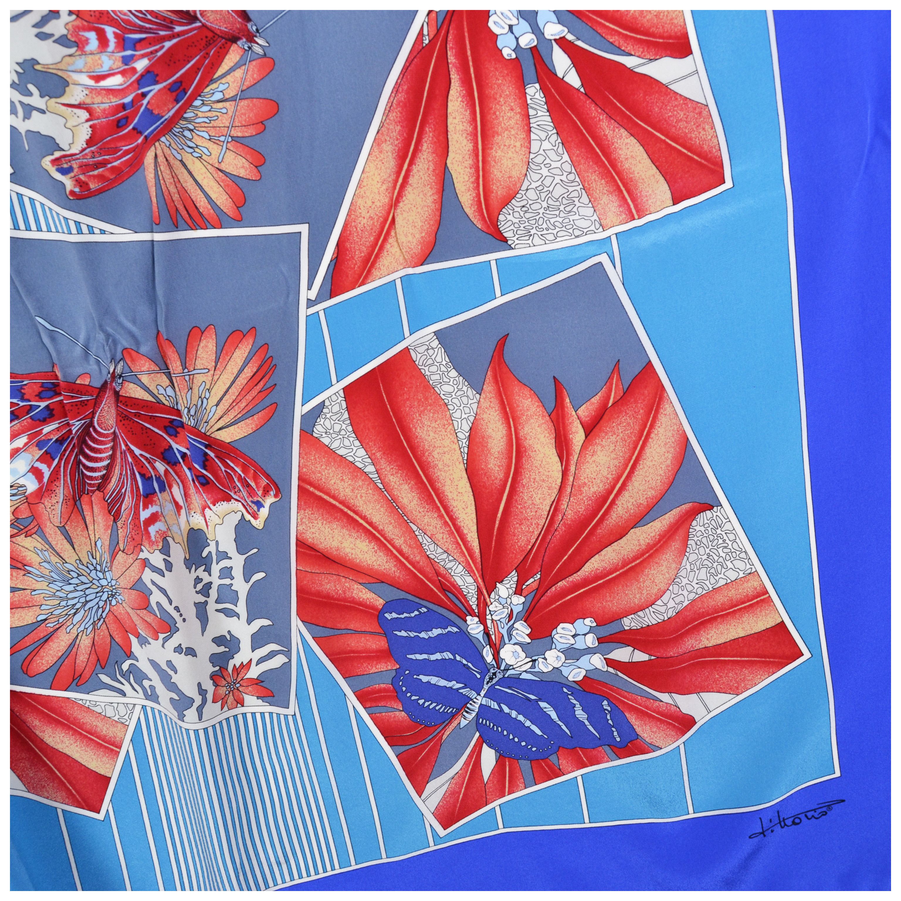 Vintage Vintage Tittorio Silk Scarf With Butterflies, Moths &Flowers Size ONE SIZE - 12 Thumbnail