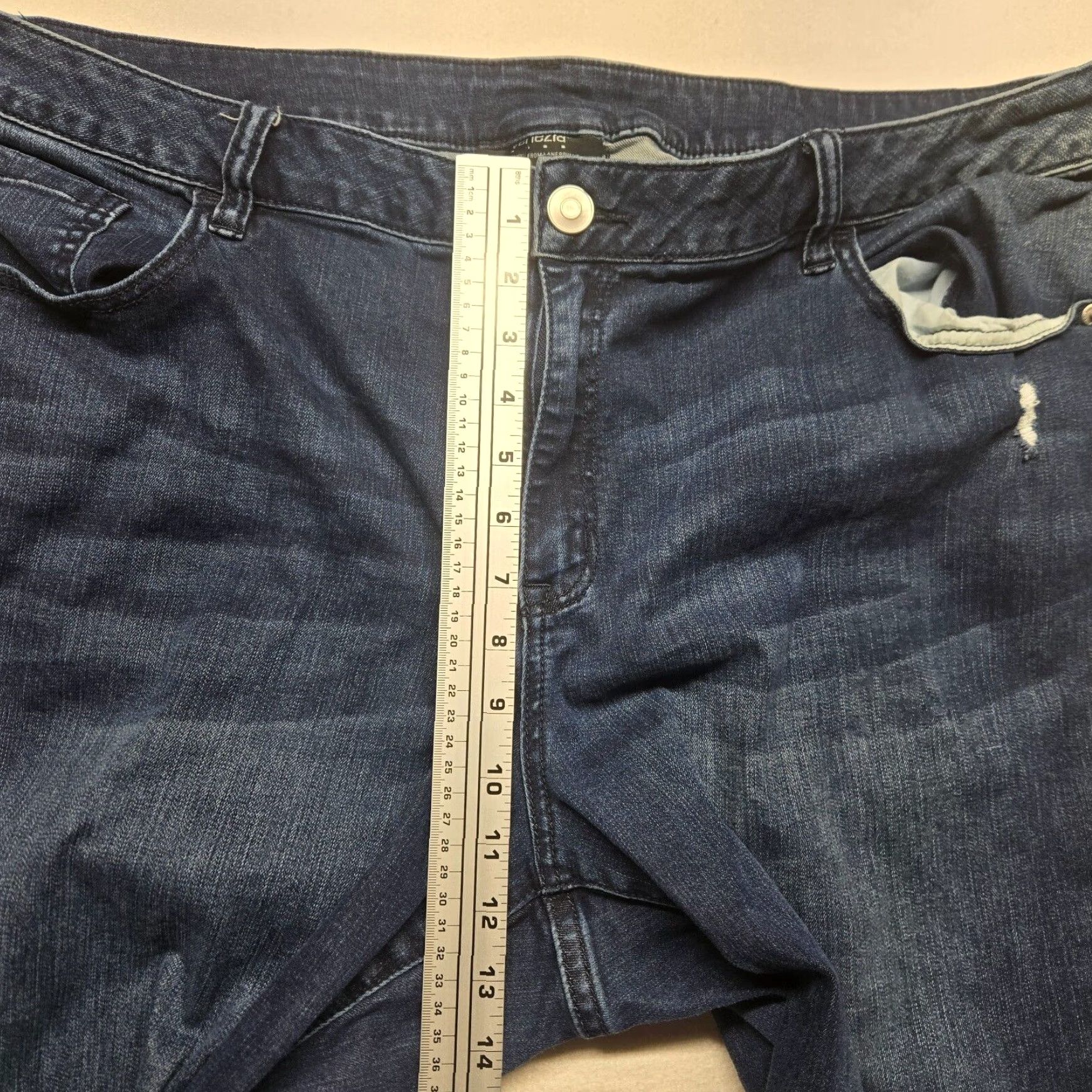 Denime Venezia Blue Denim Pants Women's Plus Size 24 Dark Wash Flat Front Regular Fit Size 42" / US 20 - 5 Thumbnail