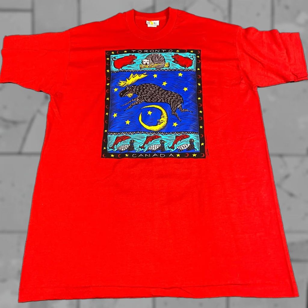 Vintage VINTAGE Sue Todd T-shirt XXL Red Old Stock Moose Illustration Oh Yes Toronto Unisex Adults Crew Neck Short Sleeve Graphic Print 1990s Mens Womens Size US XXL / EU 58 / 5 - 1 Thumbnail