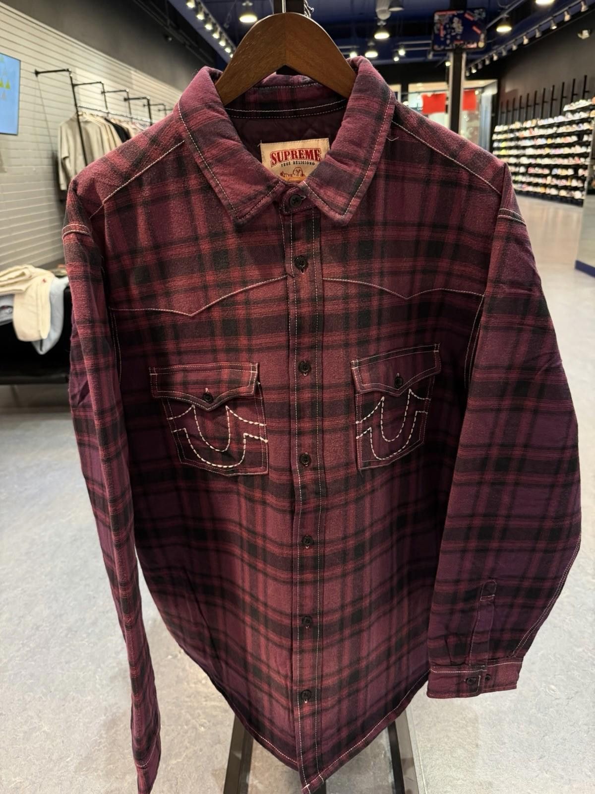 Supreme Supreme x True Religion Quilted Plaid Flannel 'Purple' XL Size US XL / EU 56 / 4 - 4 Thumbnail