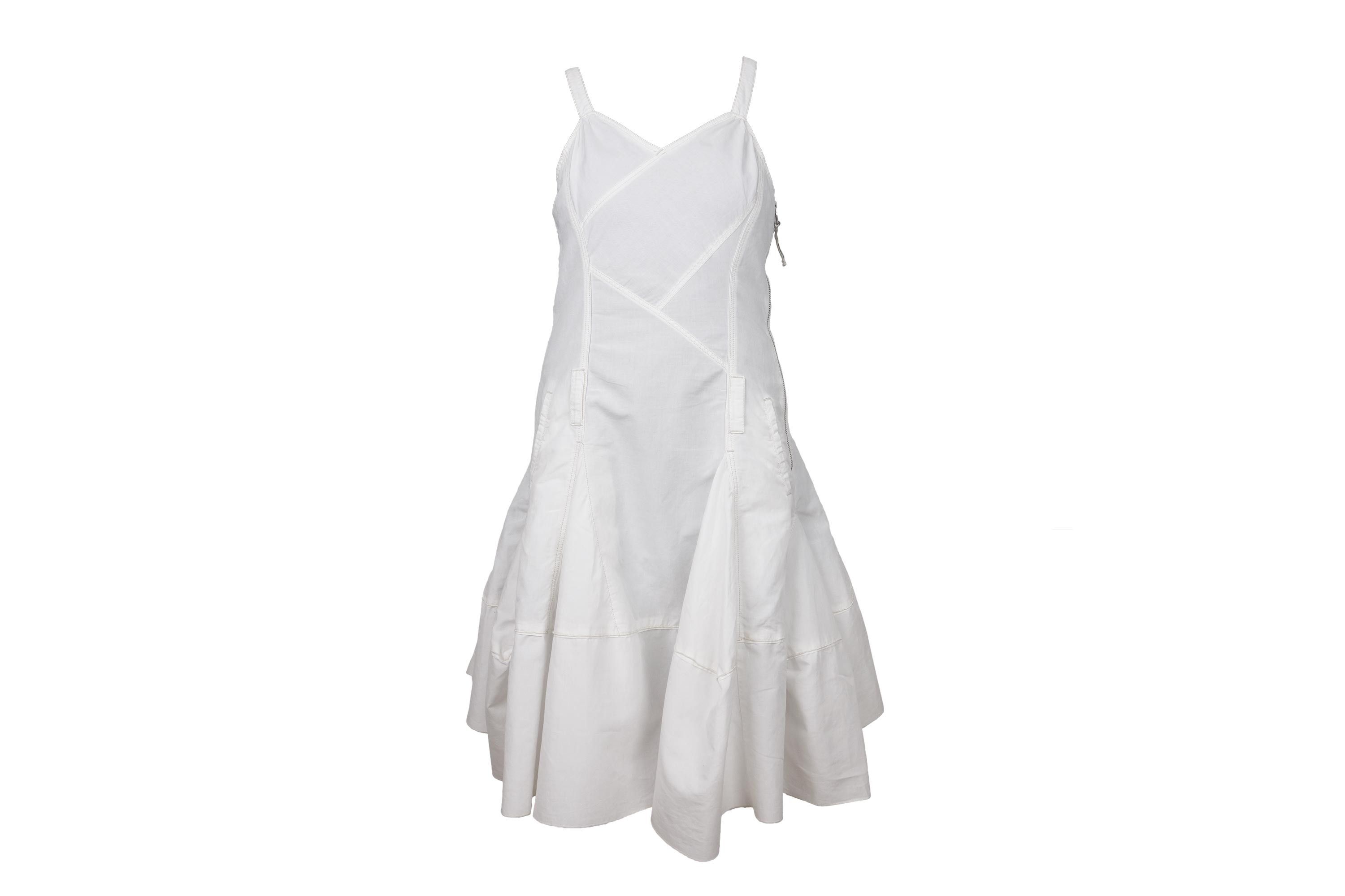 image of Marithe Francois Girbaud Vintage Ruched Asymmetrical Dress in White, Women's (Size Medium)