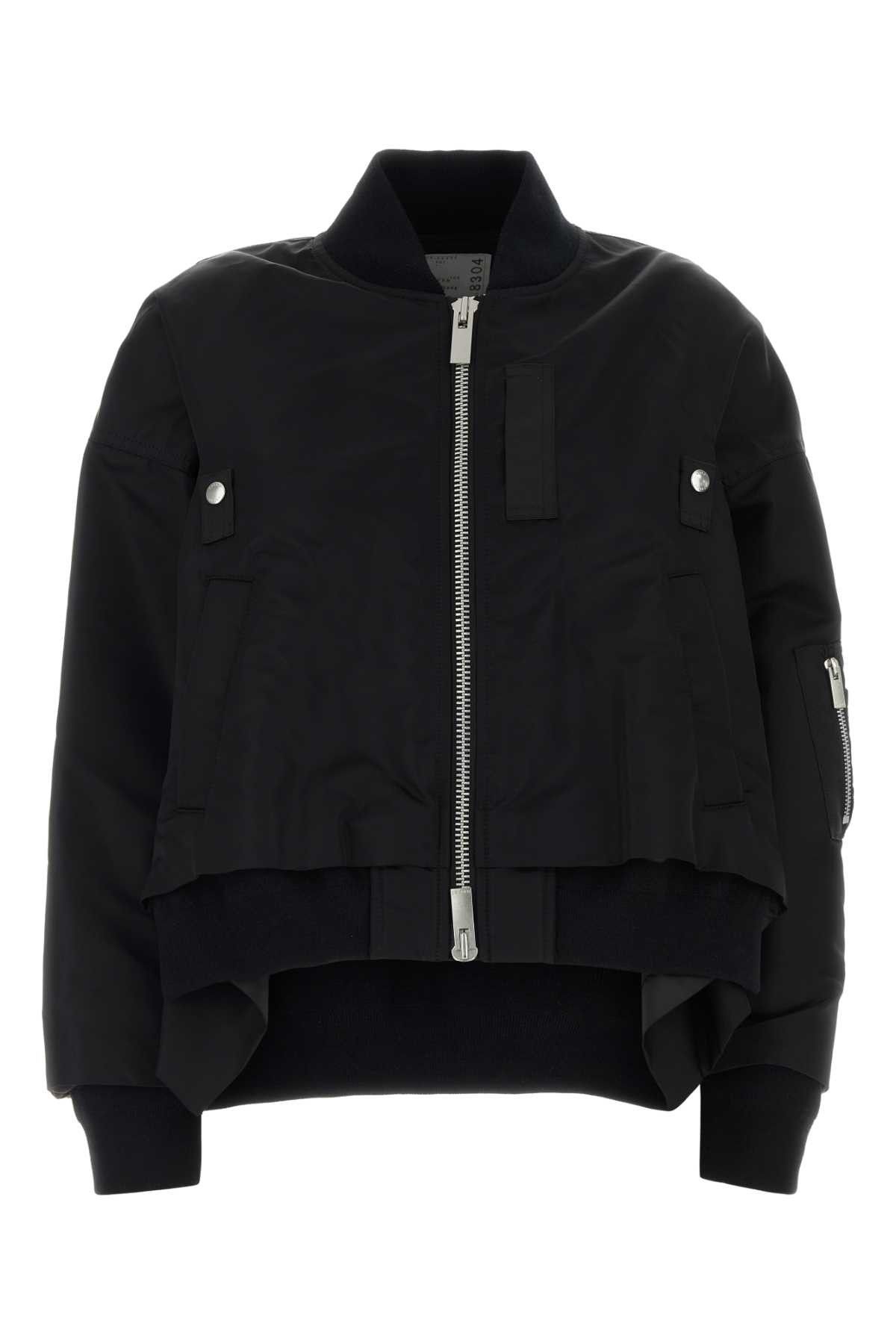 Sacai Black Nylon Bomber Jacket Size S / US 4 / IT 40 - 1 Thumbnail