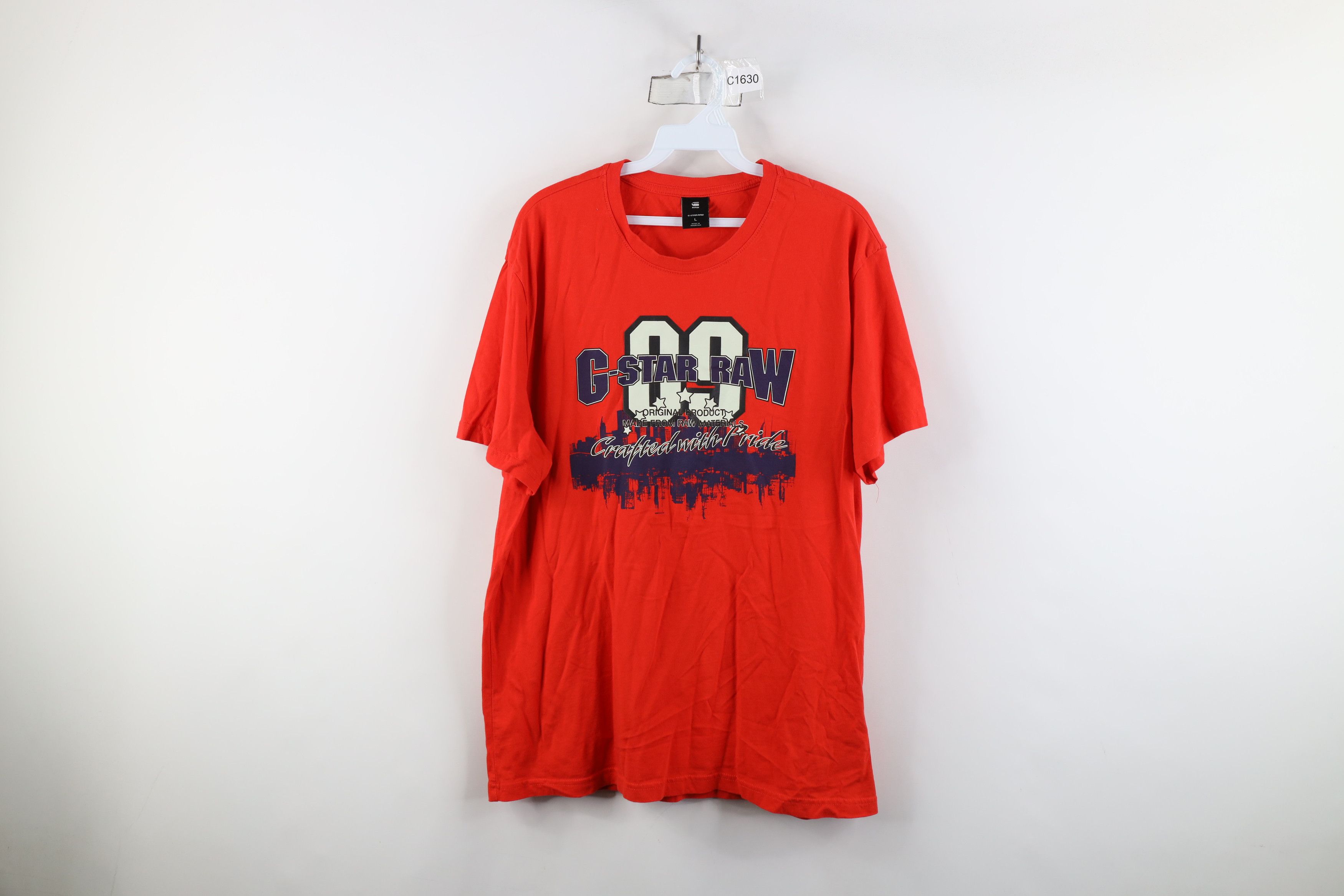 G-Star × Vintage G-Star Raw Denim Spell Out City Skyline Short Sleeve T-Shirt Size US L / EU 52-54 / 3 - 1 Thumbnail
