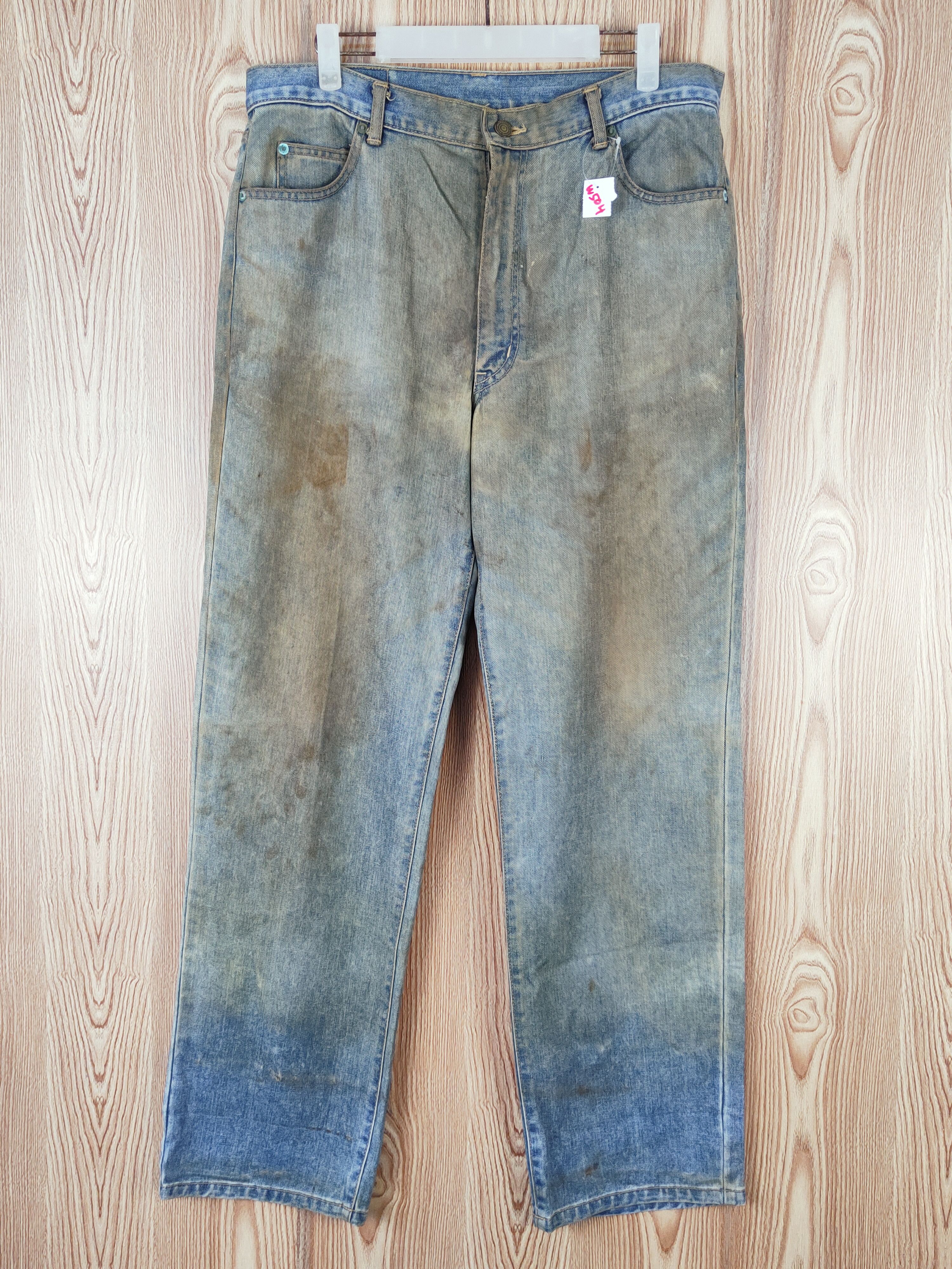Japanese Brand Halley Stone Blue Faded Distressed Ripped Jeans #W504 Size US 34 / EU 50 - 1 Thumbnail