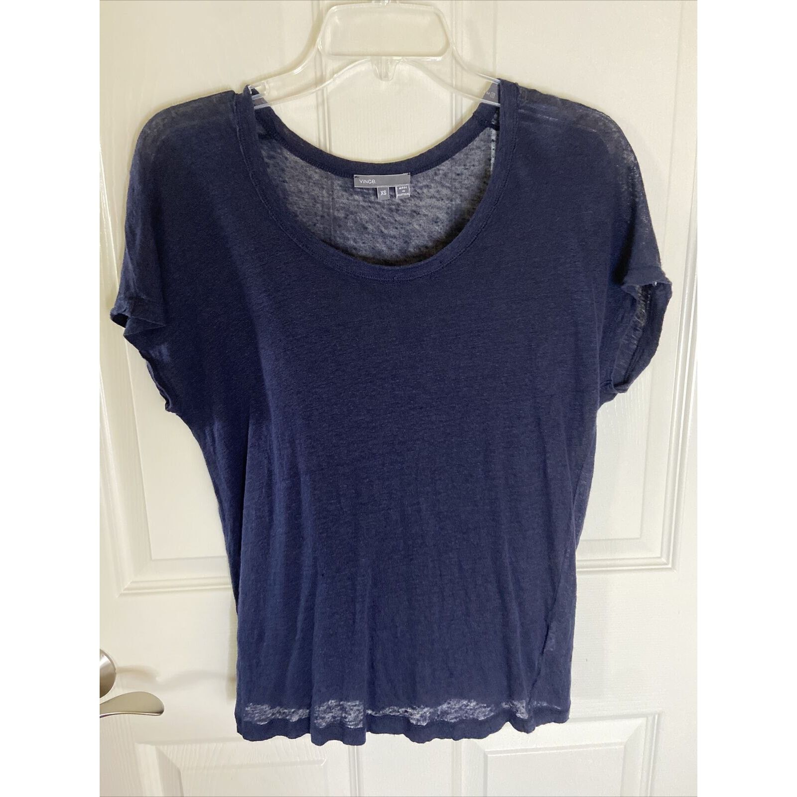 Vince Vince XS Linen Blouse Blue Short Sleeve Lightweight Relaxed Size XS / US 0-2 / IT 36-38 - 1 Thumbnail