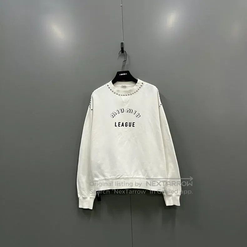 Miu Miu Miu Miu Size s Rivet logo printed sweater Size S / US 4 / IT 40 - 1 Thumbnail