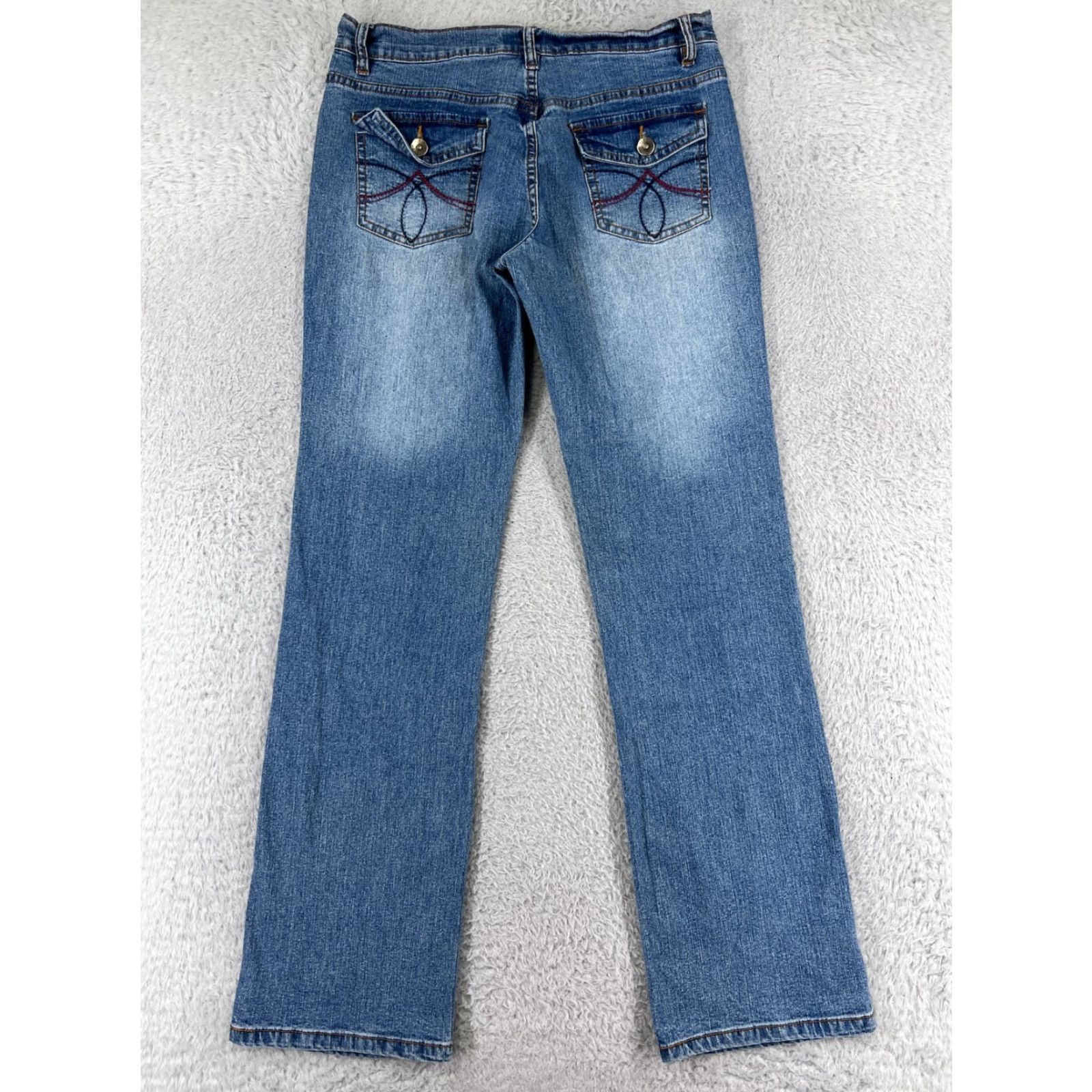 Vintage Sweet Jeans Women 9 Blue Denim Straight Leg Medium Wash Embroidered Cotton Denim Size 30" / US 8 / IT 44 - 2 Thumbnail