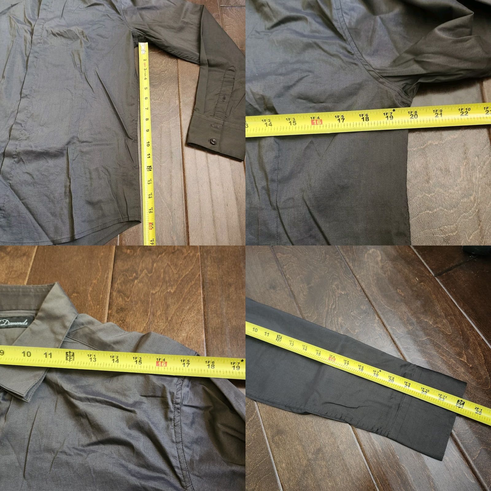 Vintage 7 Diamonds Dress Shirt Gray Button Up Long Sleeve Size M Regular Fit Womens? Size 40R - 8 Thumbnail