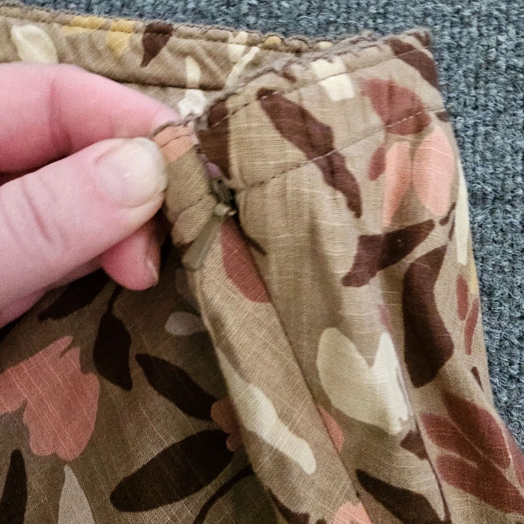J. Jill J Jill Skirt Women Large Brown Beige Floral A-Line Lined Side Zip Career Size 36" / US 14 / IT 50 - 4 Thumbnail