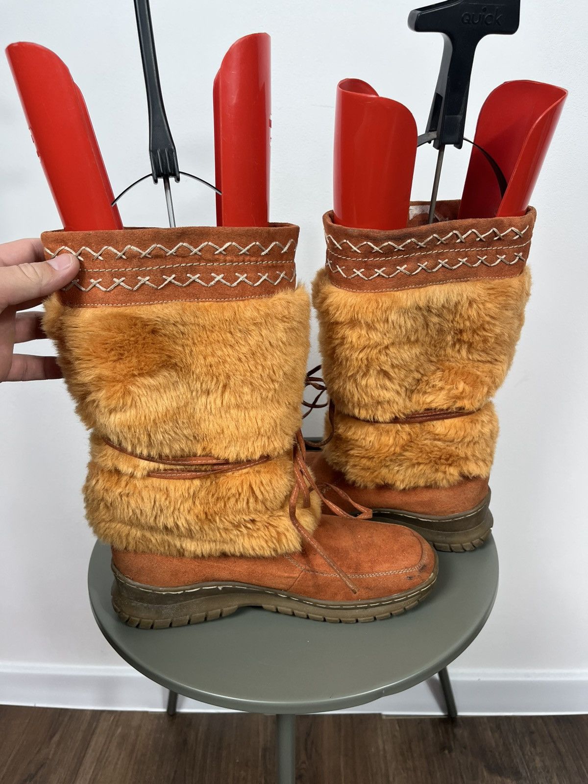 Vintage Vintage Faux Fur Suede Winter Boots Orange Mid Calf EU 40 Size US 10 / IT 40 - 9 Thumbnail