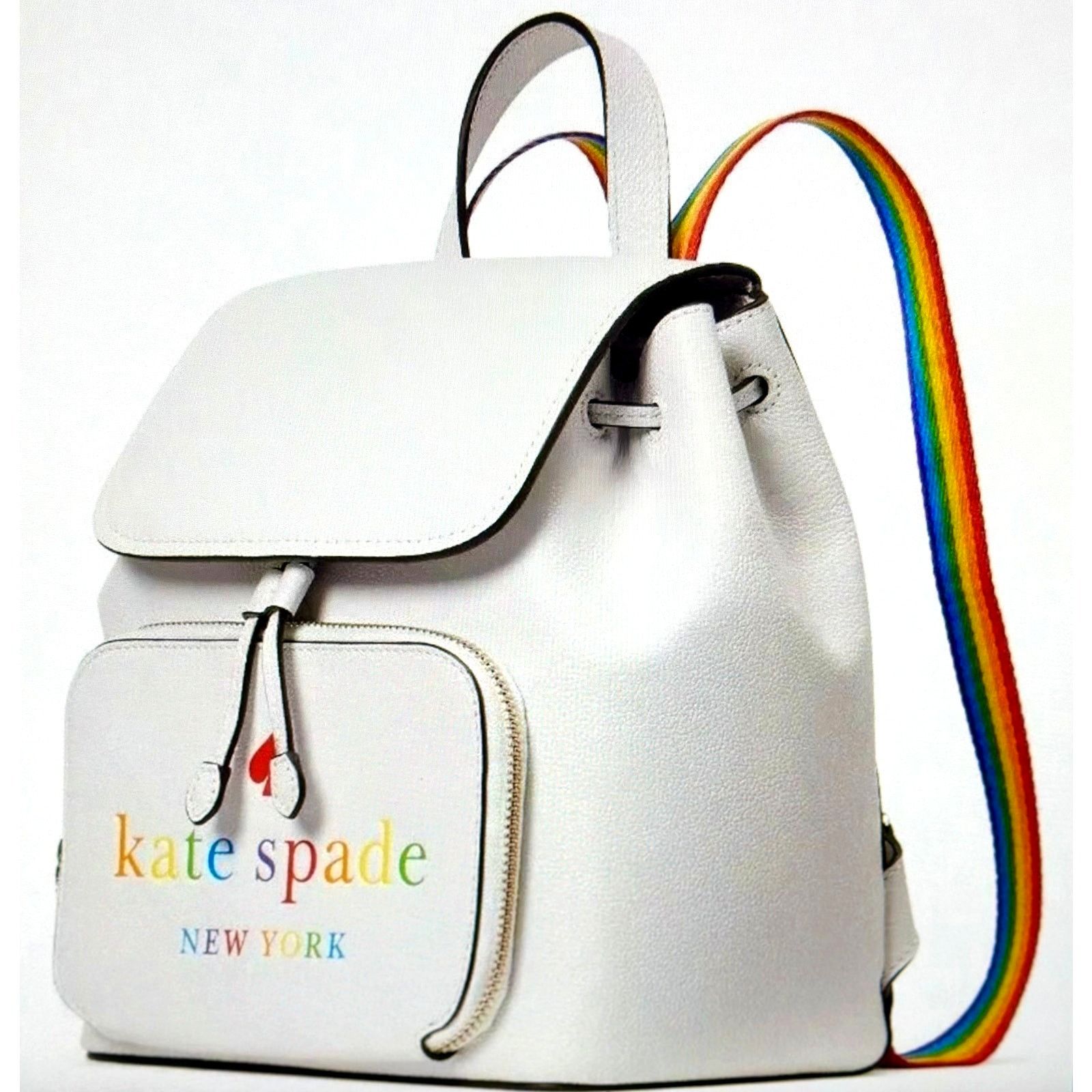 Kate Spade Kate Spade NY Pride Rainbow Darcy White Leather Backpack Size ONE SIZE - 4 Thumbnail