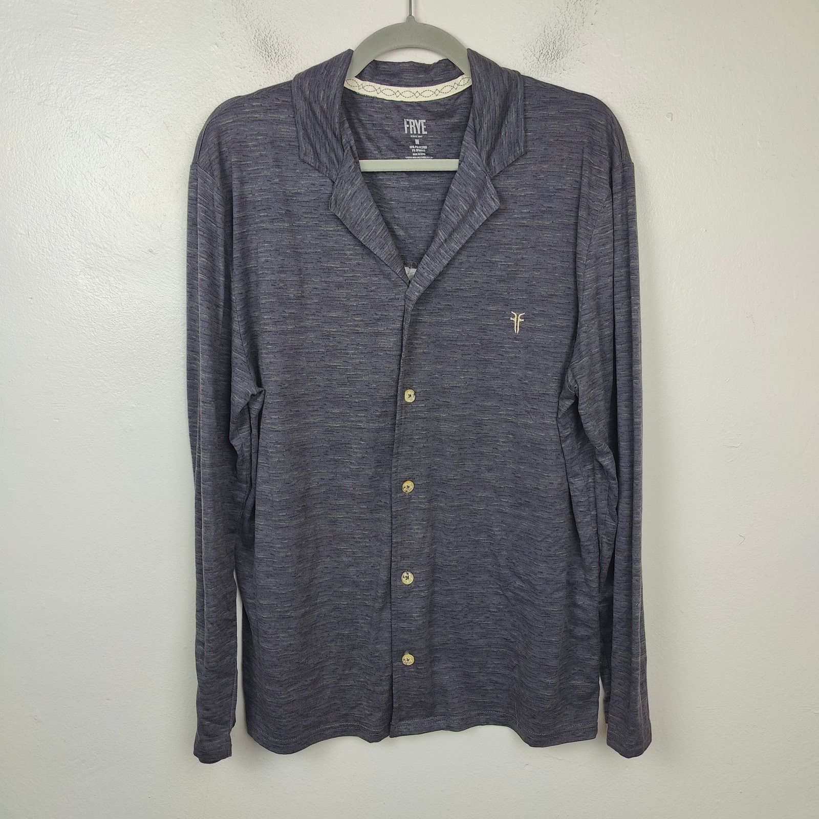 Frye Frye Knit Button Up Shirt Mens Medium Gray Purple Soft Size US M / EU 48-50 / 2 - 1 Thumbnail