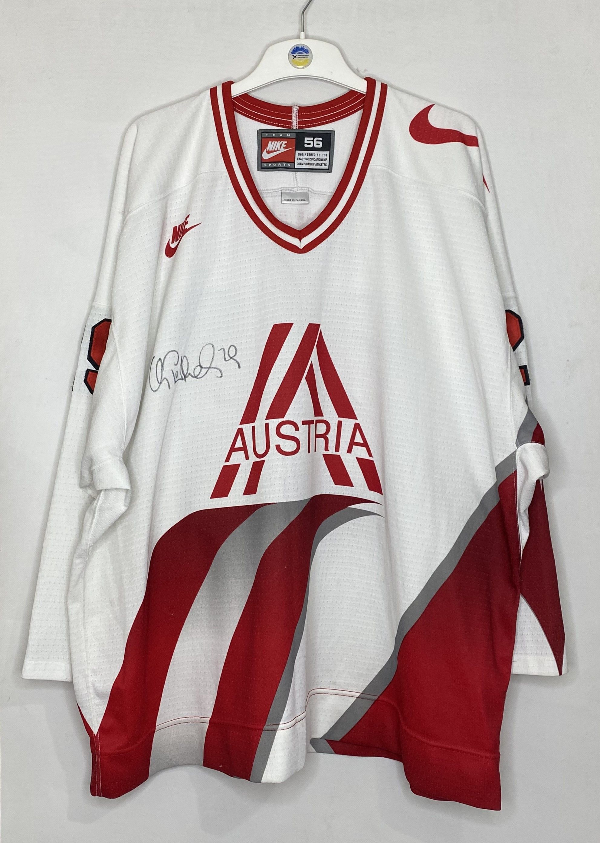 NHL × Nike × Vintage PERTHALER #29 AUSTRIA MATCH WORN ICE HOCKEY SHIRT JERSEY Size US XL / EU 56 / 4 - 1 Thumbnail
