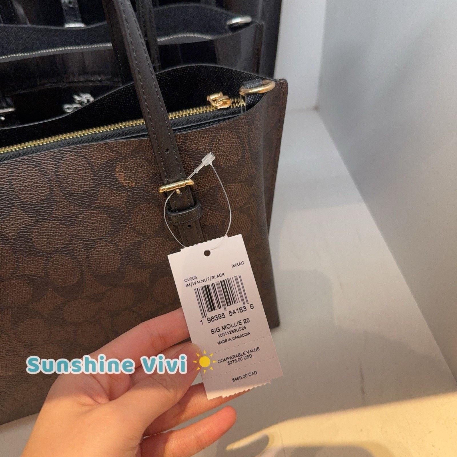 Coach NWT Coach Mollie Tote 25 Crossbody Strap cv965 WALNUT/BLACK Size ONE SIZE - 5 Thumbnail
