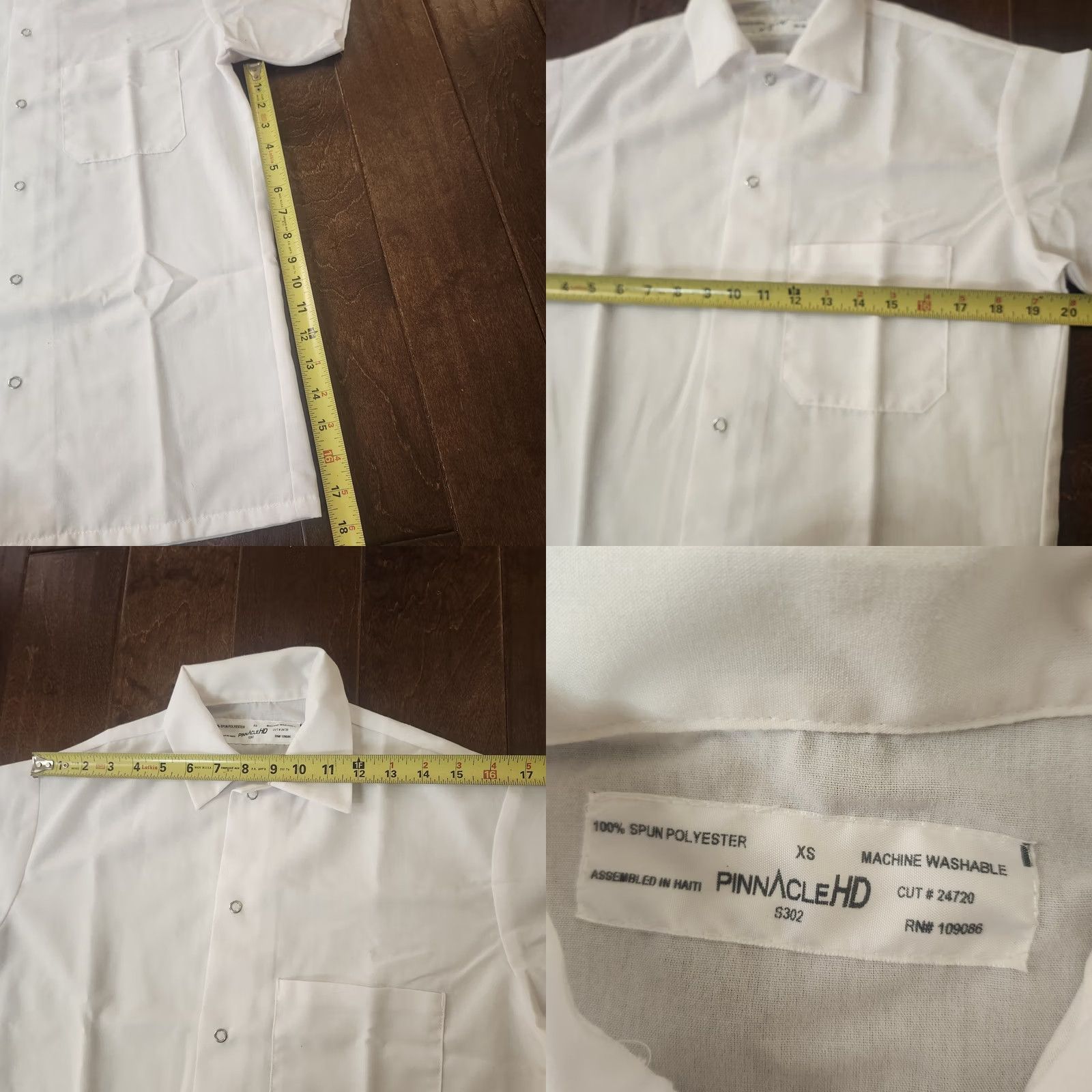 Vintage PinnacleHD Work Shirt Mens XS White Short Sleeve Button-Up Size US XS / EU 42 / 0 - 8 Thumbnail