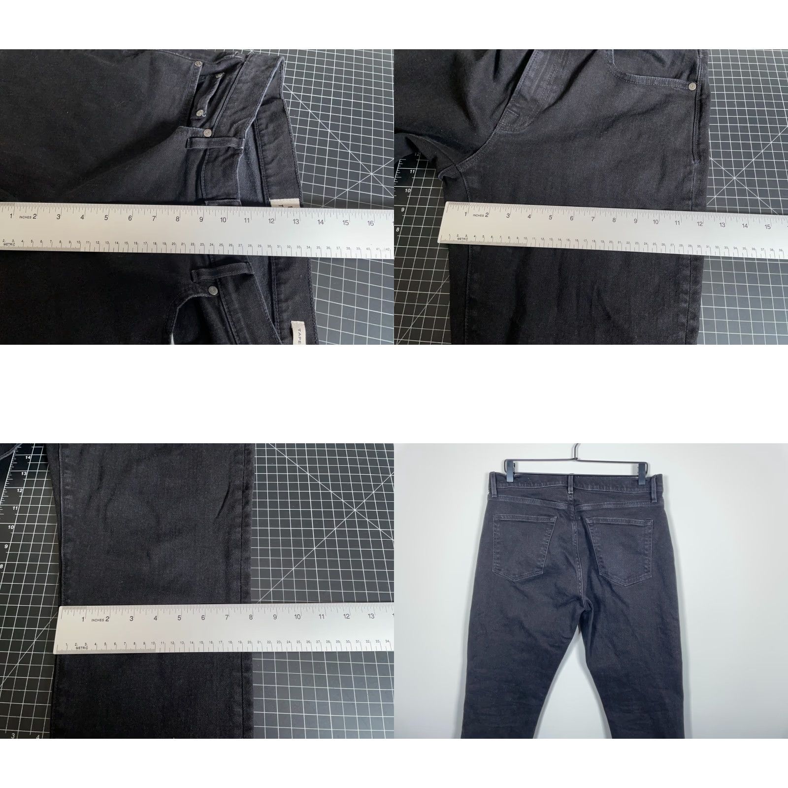 Denime Flint & Tinder Jeans Tapered Men's 33 x 30 Black Denim Stretch USA Made Regular Mid Rise 5-Pocket Grunge 90s Vintage No Size US 34 / EU 50 - 8 Thumbnail