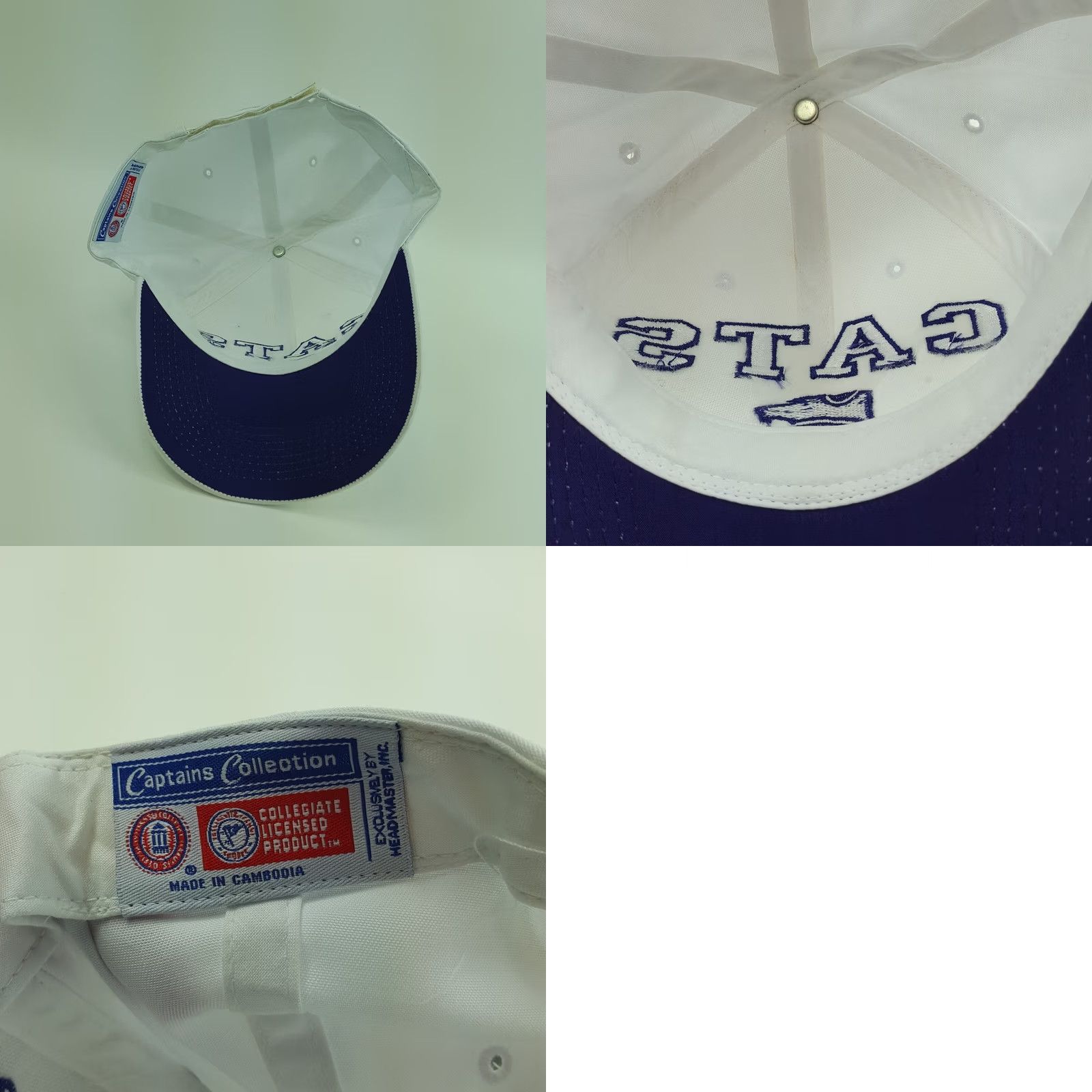 Vintage VTG Kansas State Wildcats Hat NCAA Twill 90s College Baseball Cap Snapback Adjustable Mens White KD State University Logo Headmaster Size ONE SIZE - 8 Thumbnail