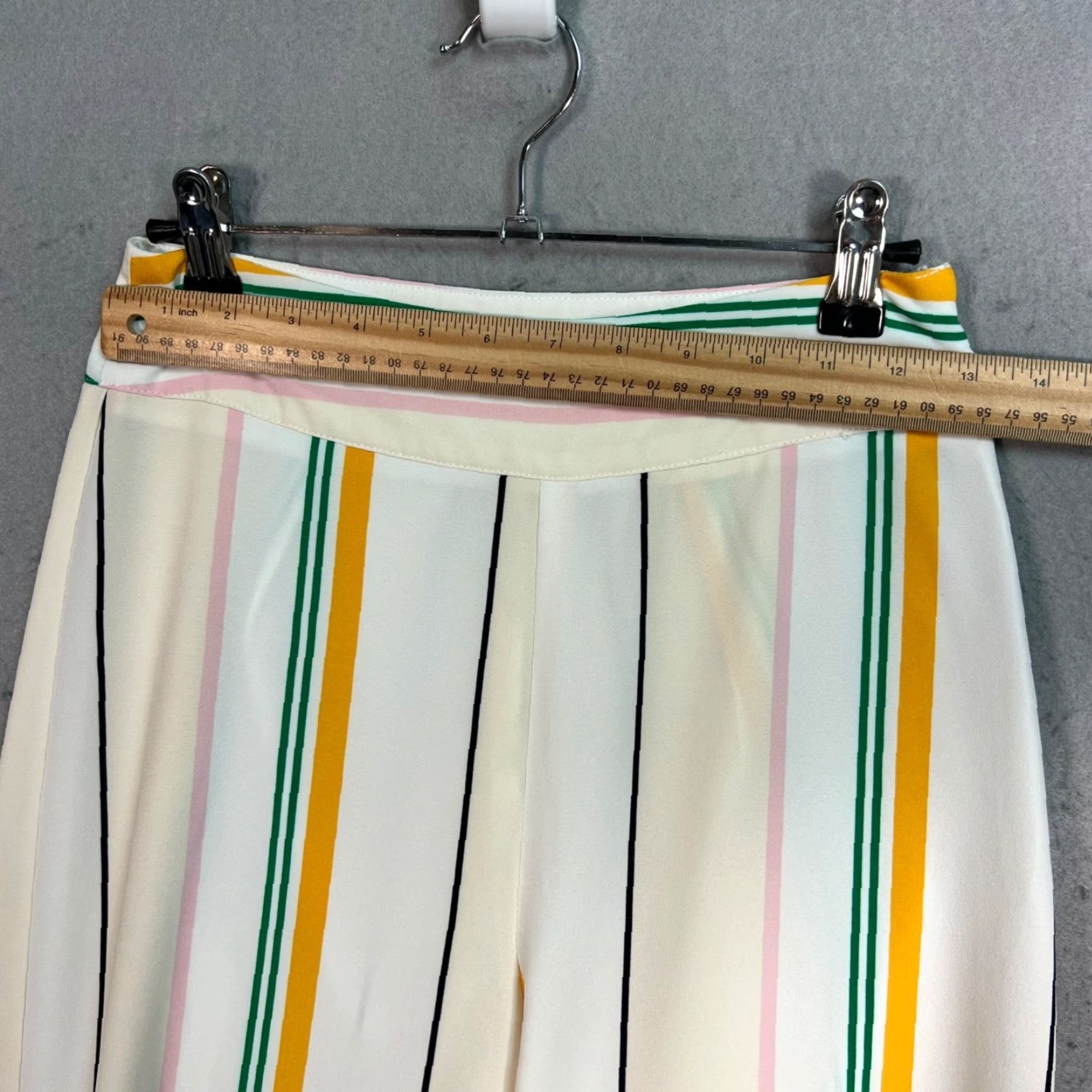 XOXO VINTAGE XOXO Womens Striped Wide-Leg Pants Size 3 / 4 White Polyester & Spandex Size 26" / US 2 / IT 38 - 5 Thumbnail