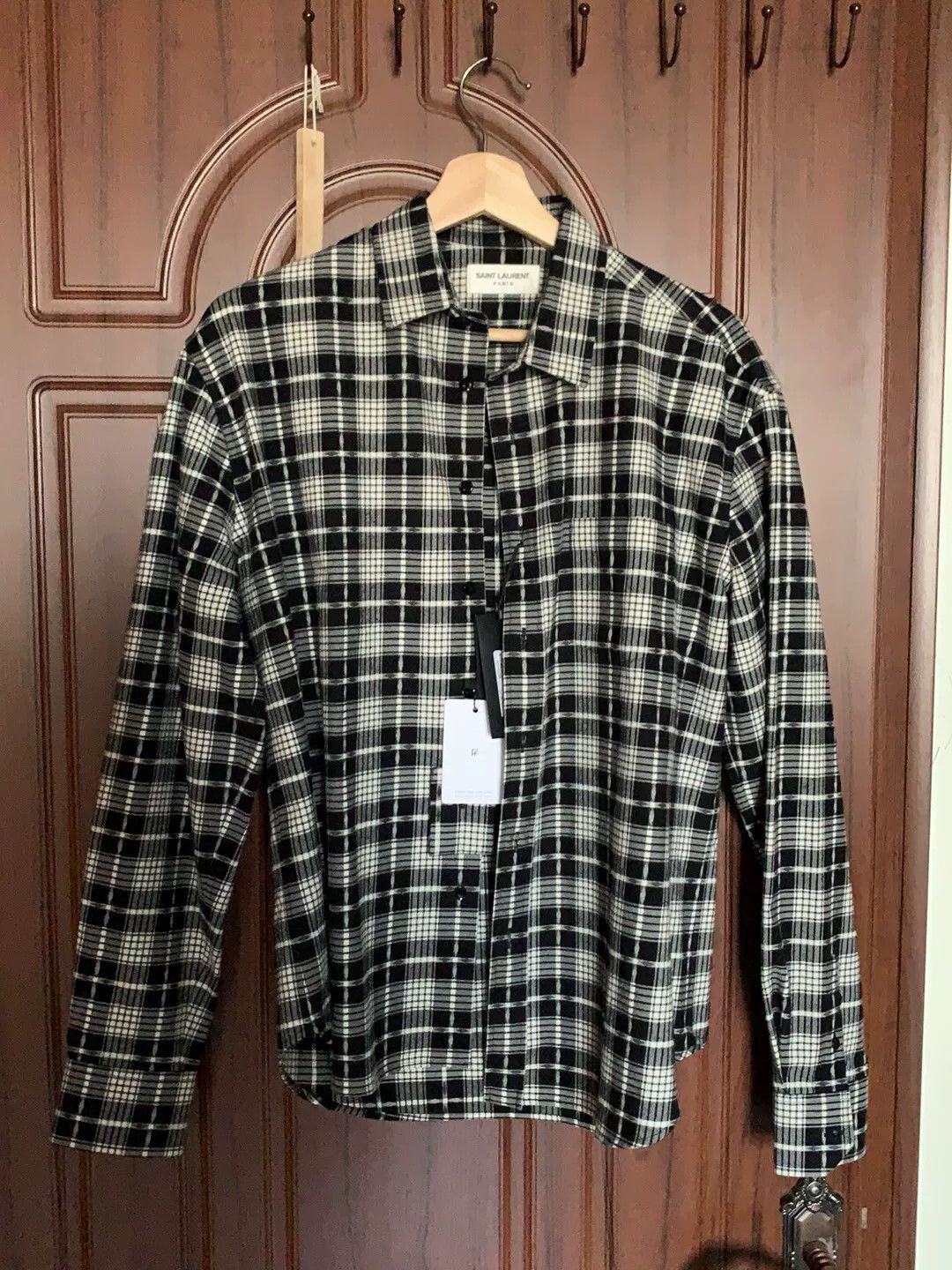Saint Laurent Paris Saint Laurent Black White Plaid Shirt Size US M / EU 48-50 / 2 - 1 Thumbnail
