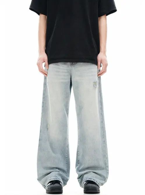 VIBE American retro washed blue ripped loose jeans for men Size US 32 / EU 48 - 2 Thumbnail