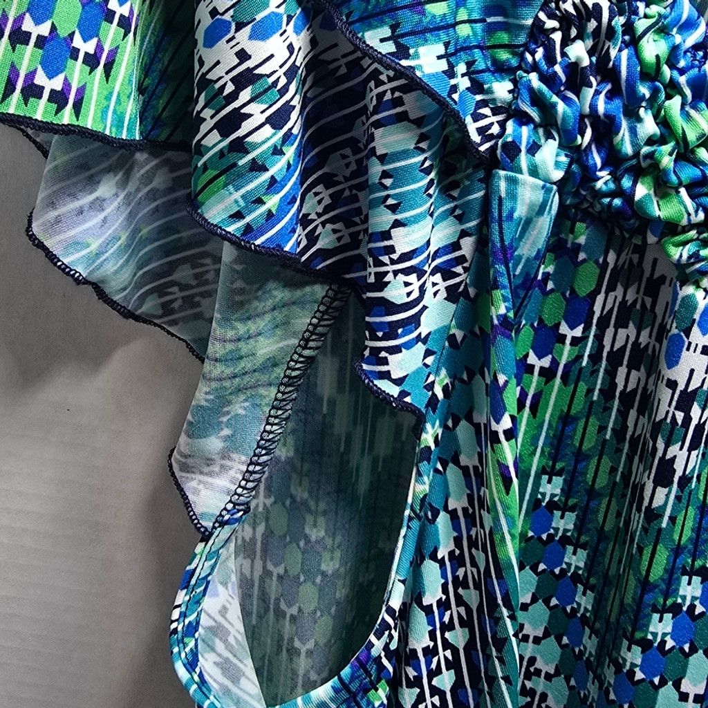 The Unbranded Brand New Directions Blue Green Patterned Blouse Size S / US 4 / IT 40 - 4 Thumbnail