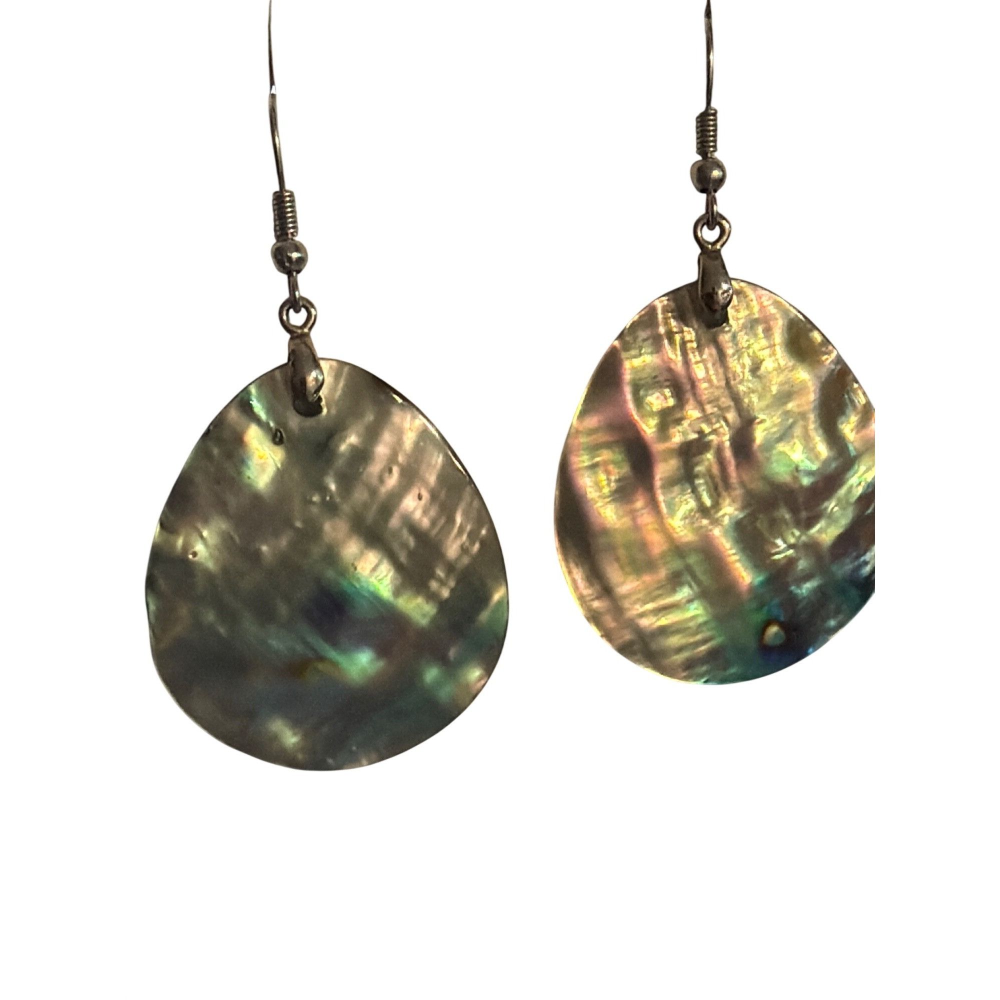 Other Vintage Abalone Shell Dangle Earrings Teardrop Silver Tone 2 Size ONE SIZE - 1 Thumbnail