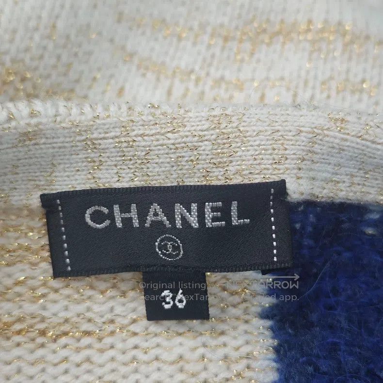 Chanel Chanel Beige gold thread metal logo irregular sleeve cashm Size XS / US 0-2 / IT 36-38 - 5 Thumbnail